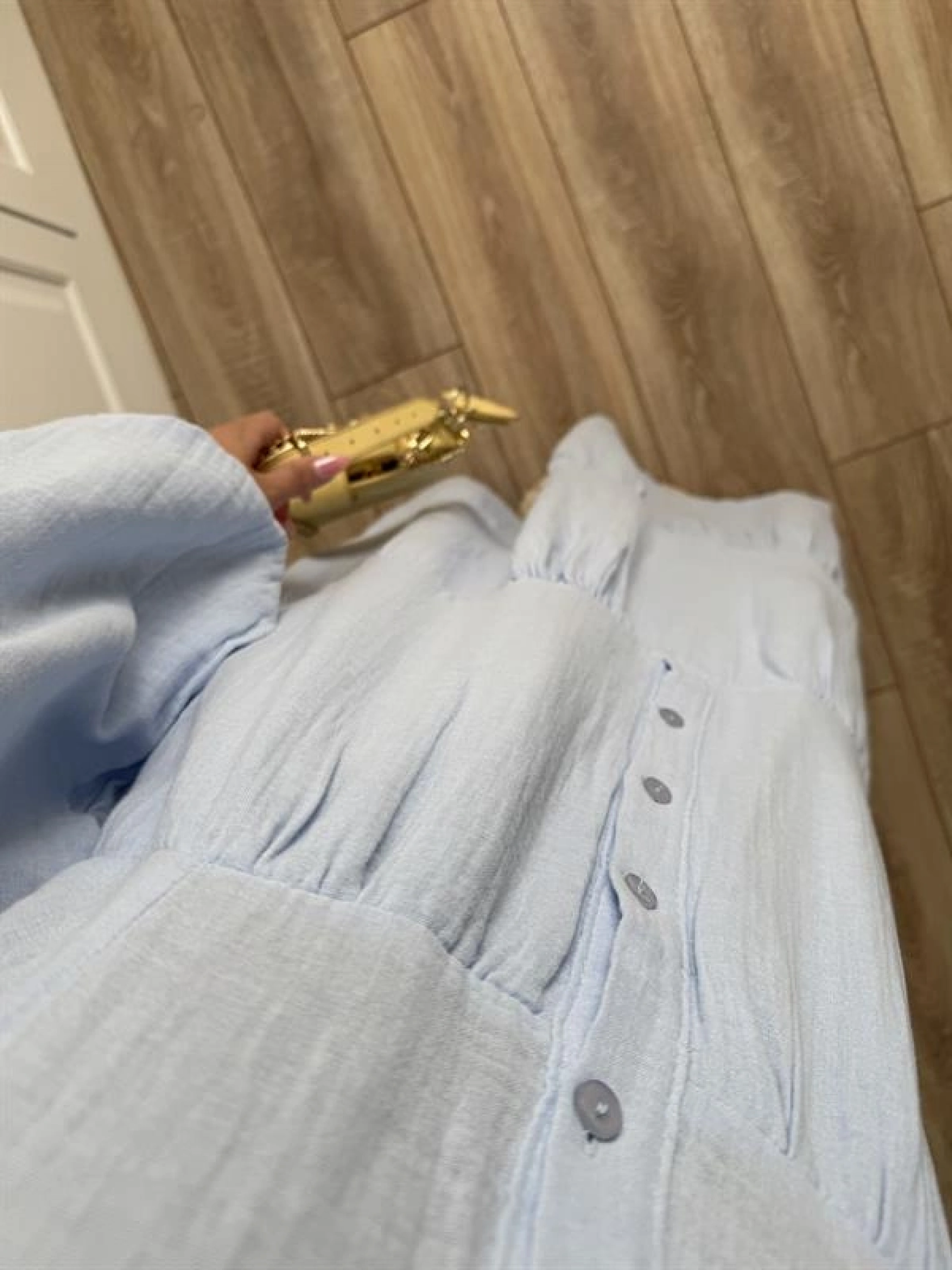 Müslin Kumaş Oversize Bebe Mavi Elbise