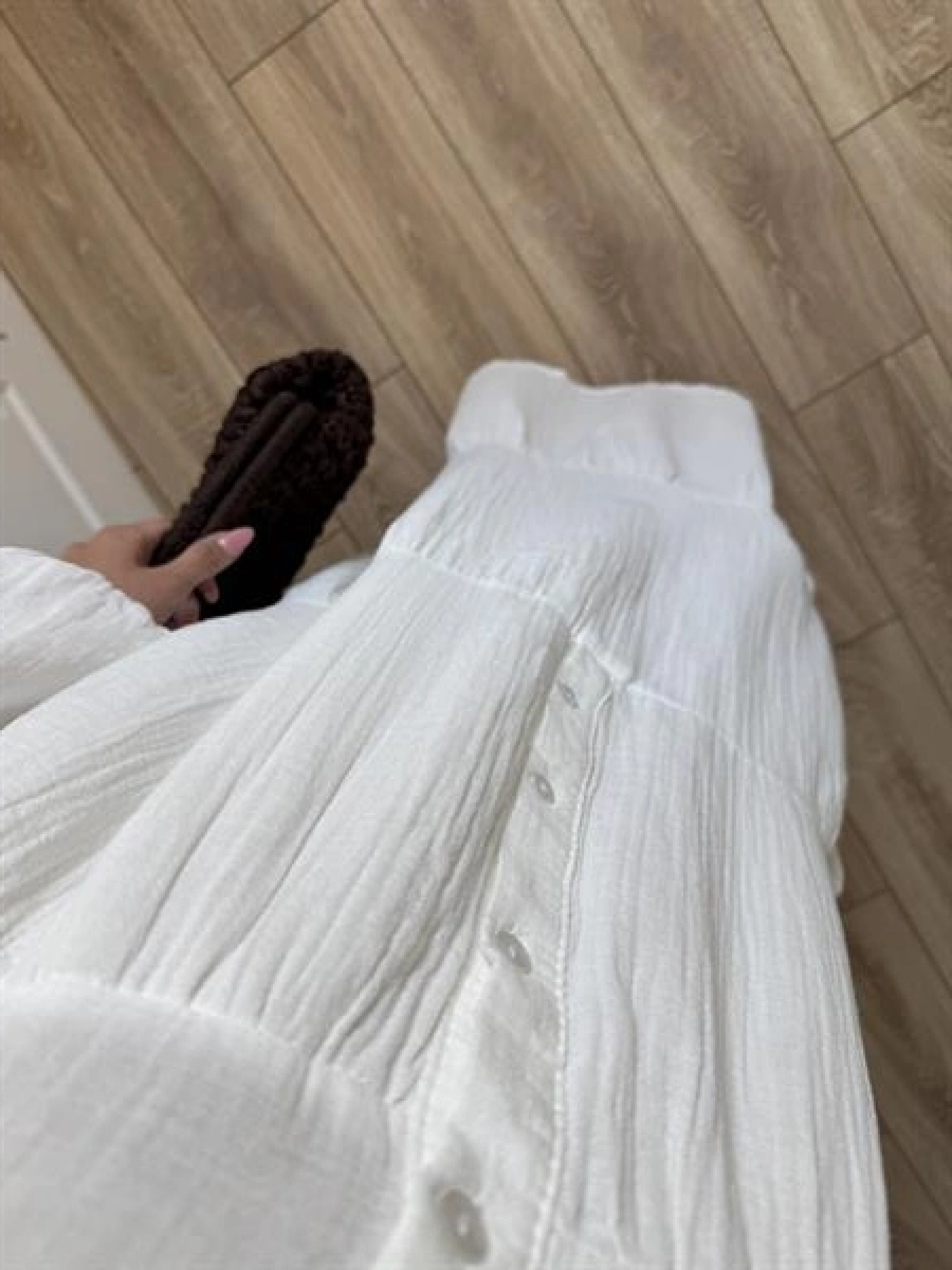 Müslin Kumaş Oversize Beyaz Elbise