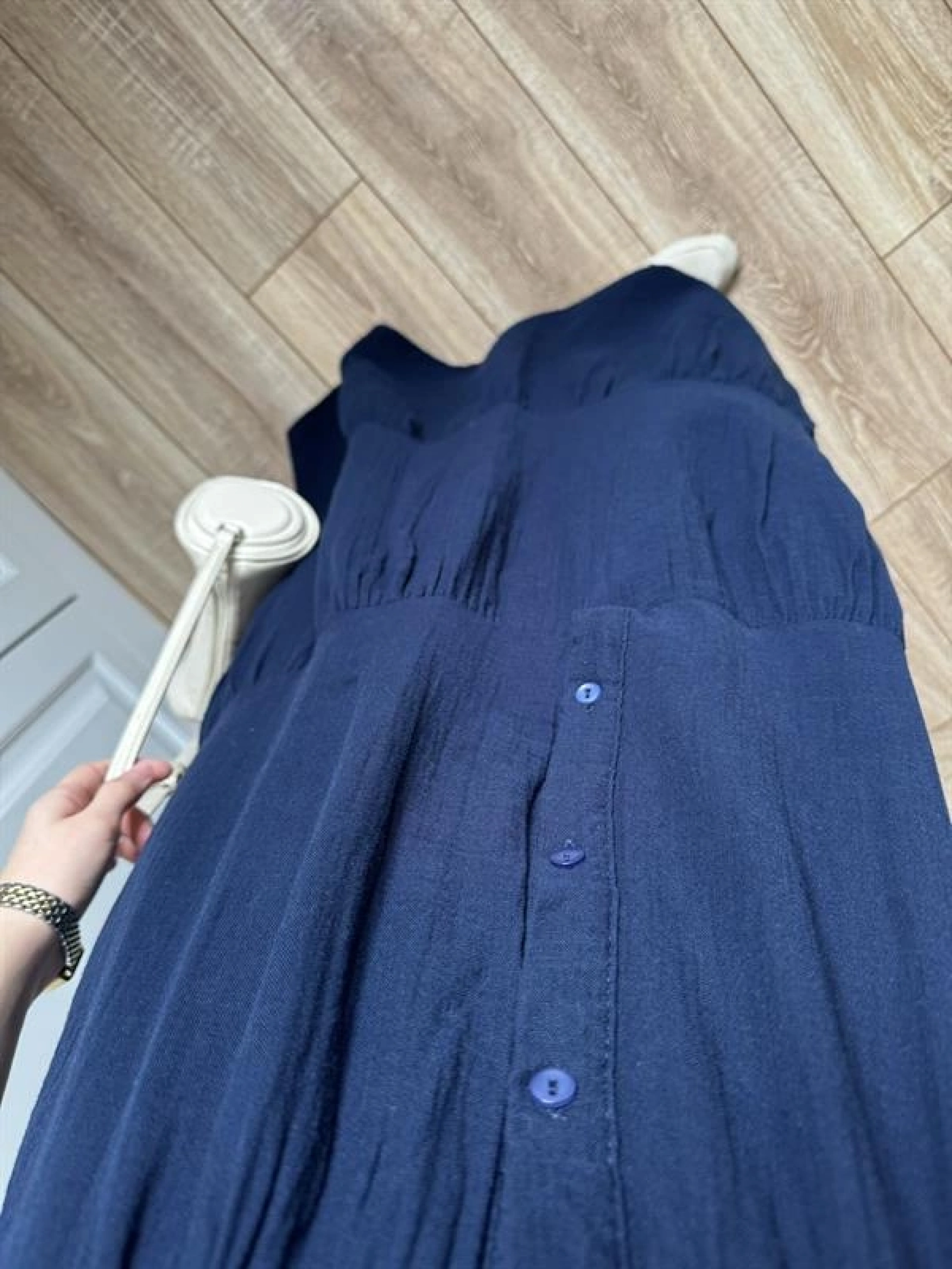 Müslin Kumaş Oversize Lacivert Elbise