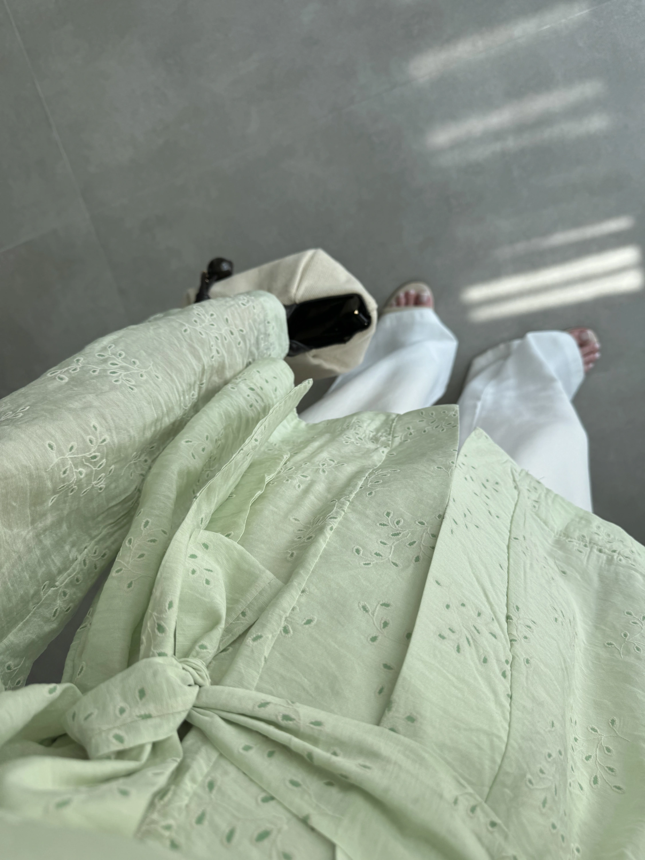 Nakış Baskılı Kuşaklı Adaçayı Kimono