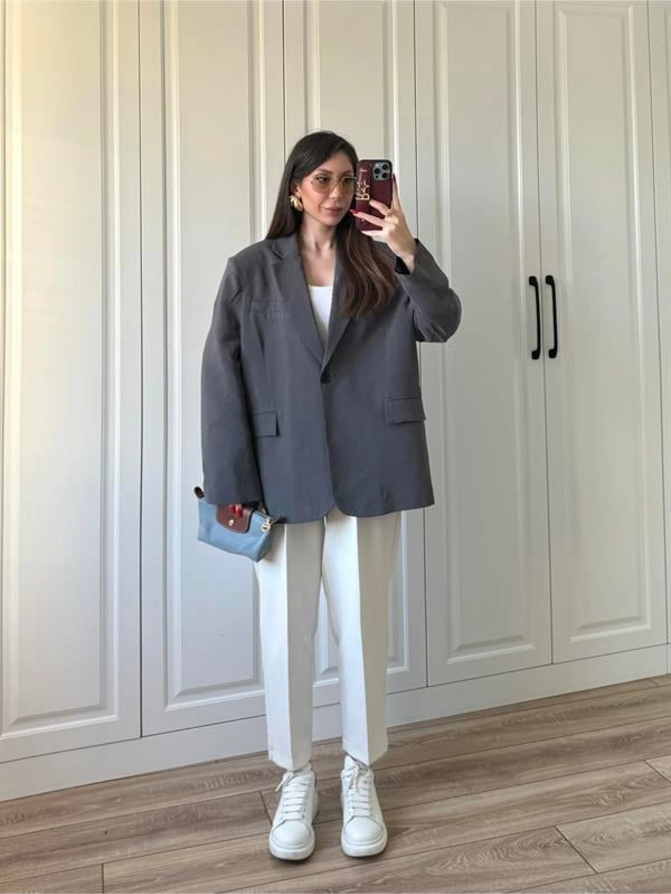 Oversize Antrasit Tensel Blazer Ceket