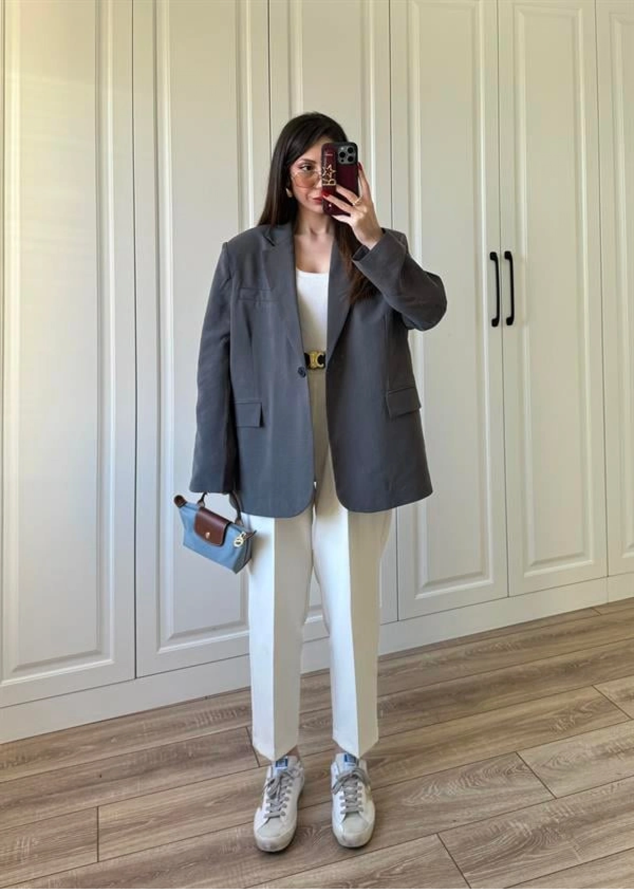 Oversize Antrasit Tensel Blazer Ceket