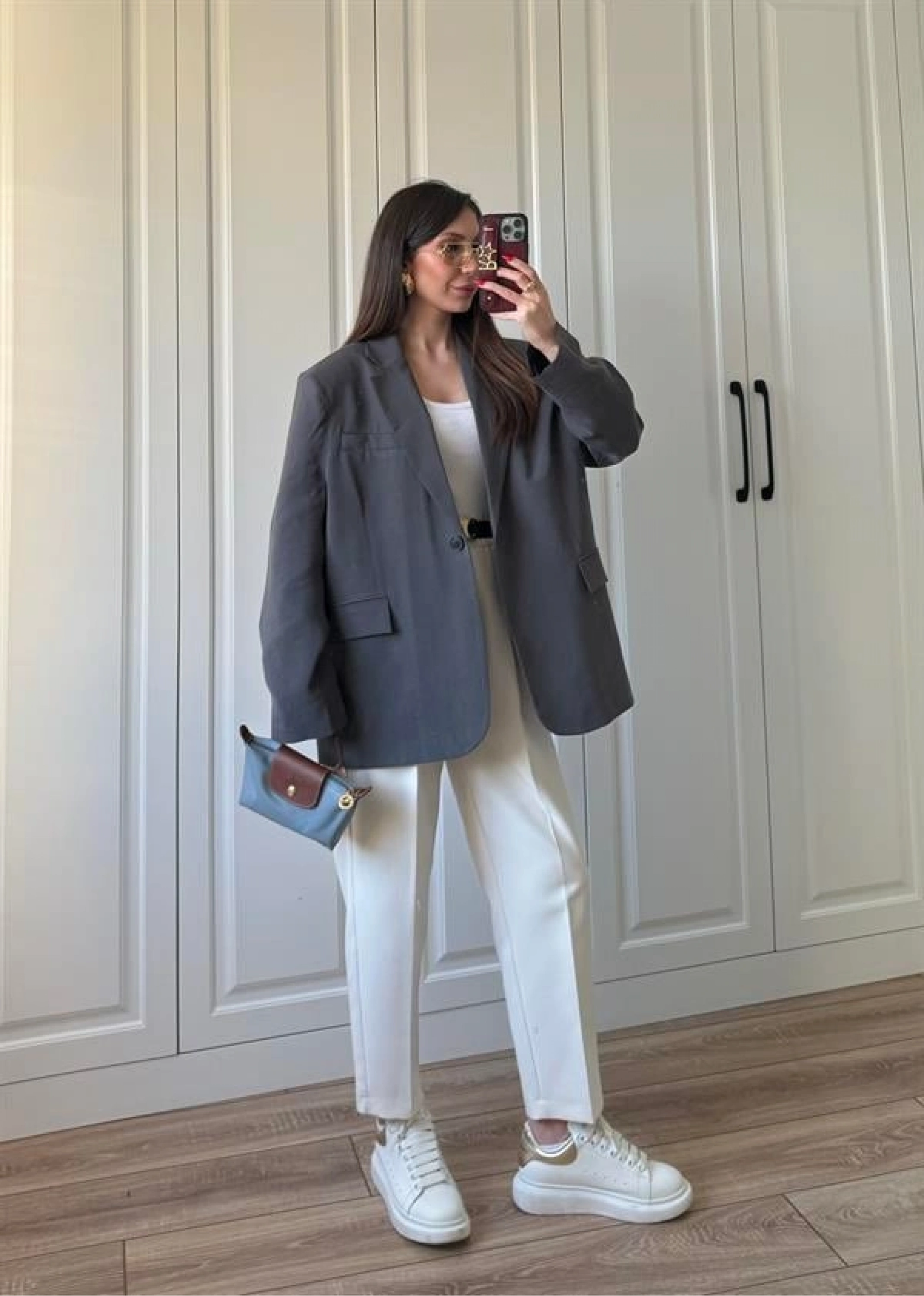 Oversize Antrasit Tensel Blazer Ceket