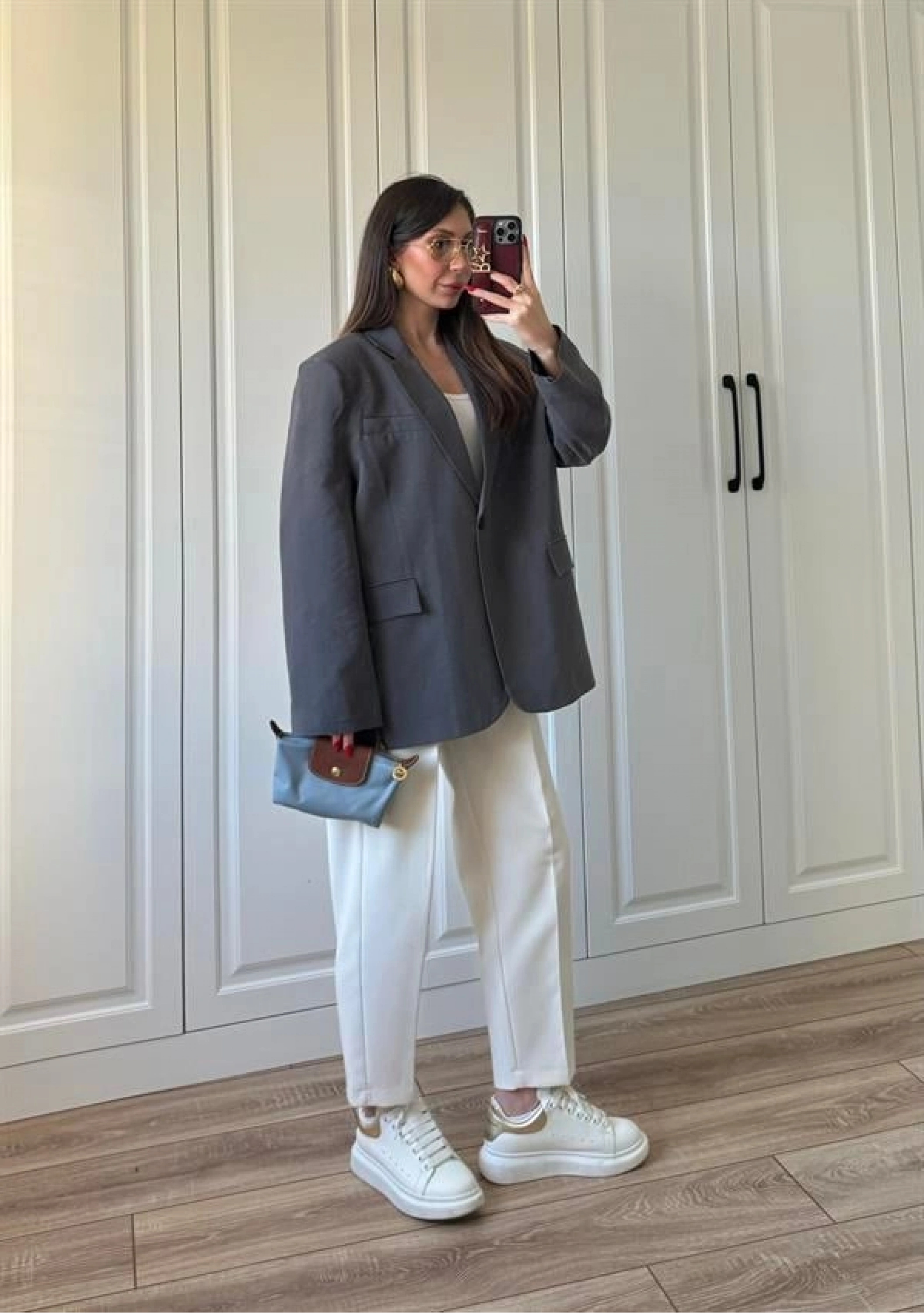 Oversize Antrasit Tensel Blazer Ceket