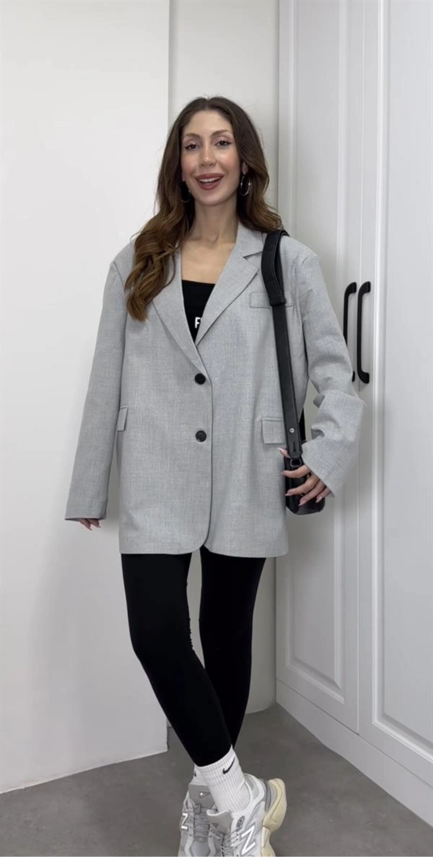 Oversize Maskülen Gri Blazer Ceket