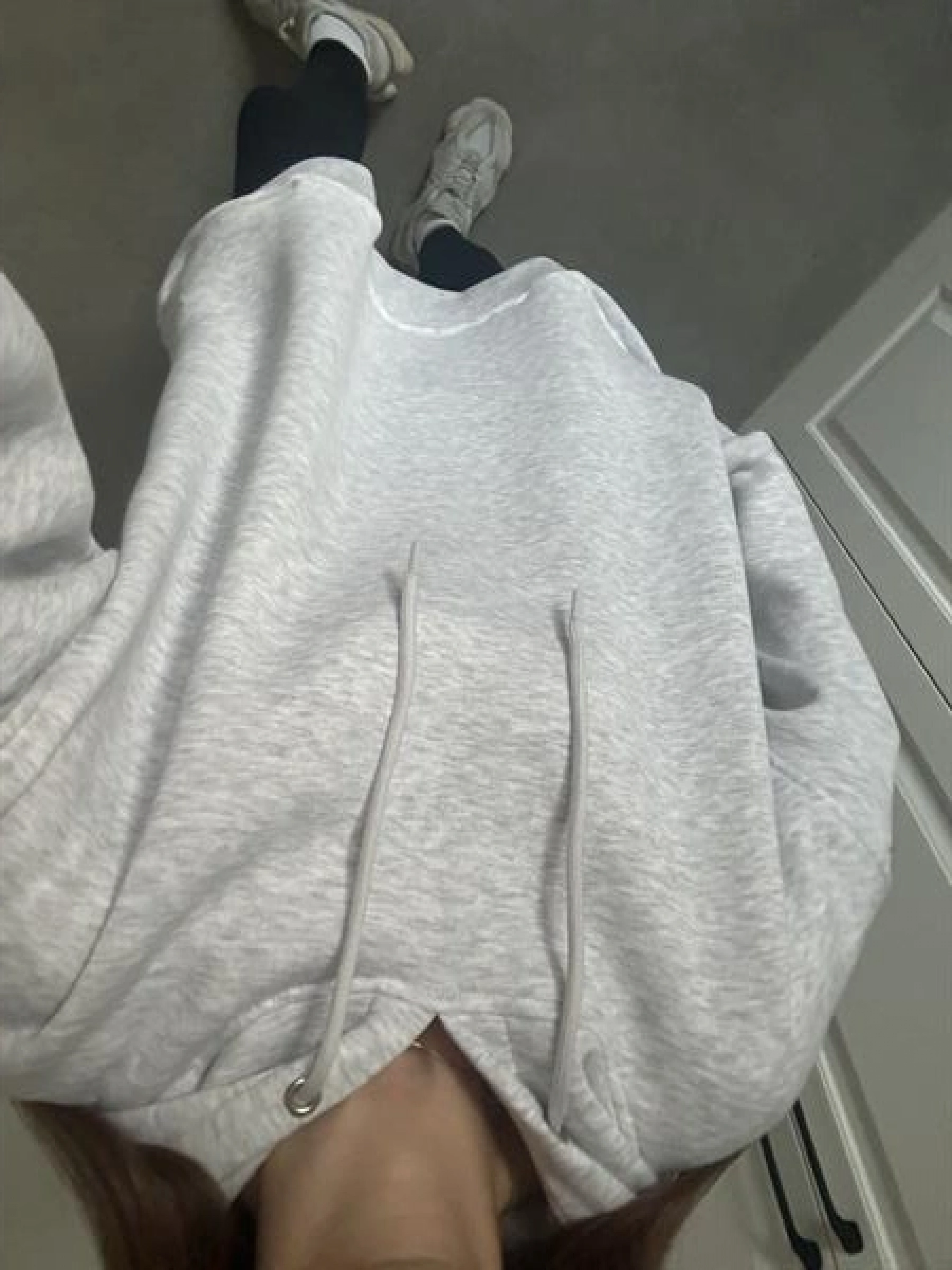 Oversize Üç İplik Şardonlu Gri Sweatshirt