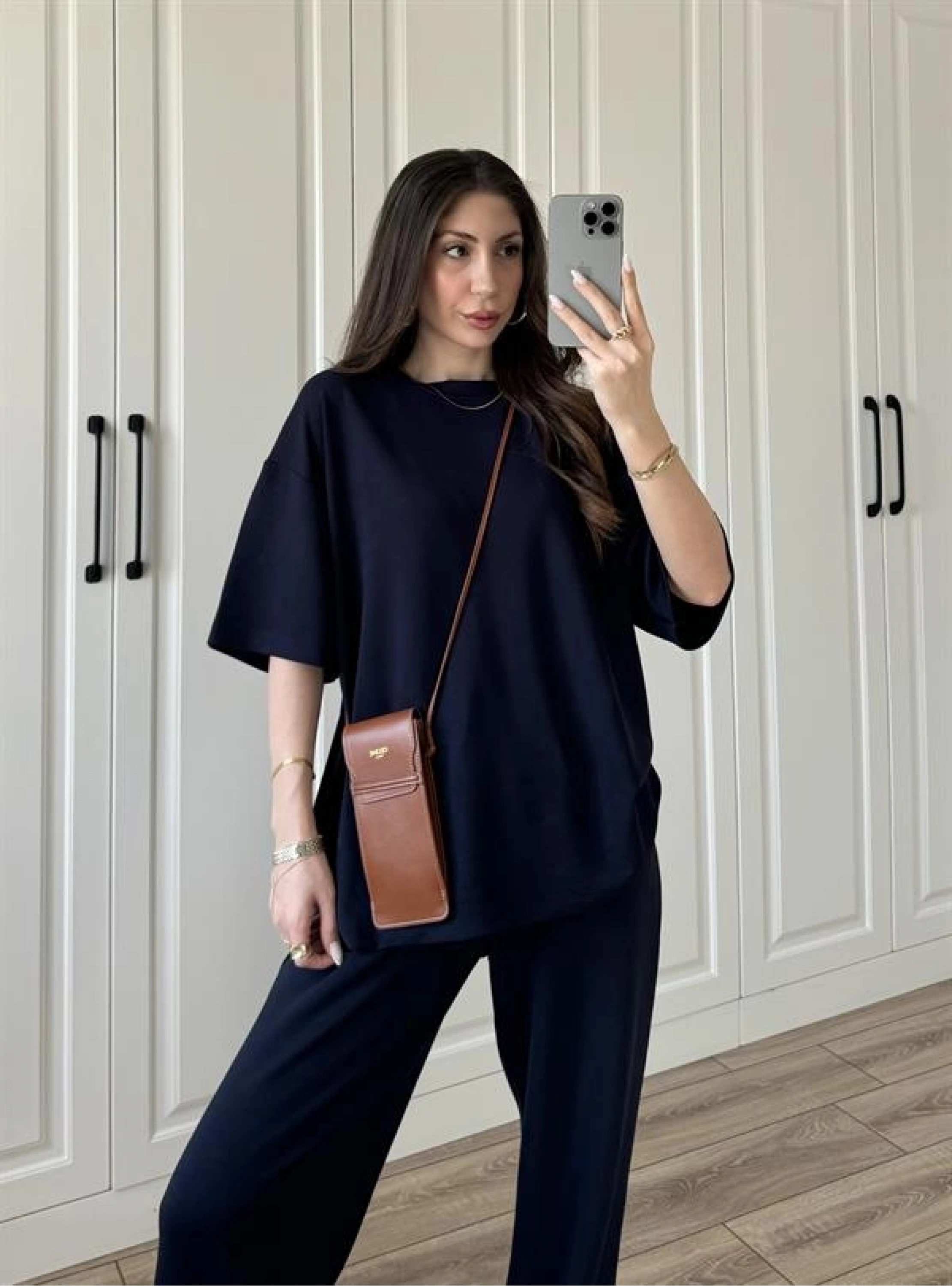 Oysh Kumaş Kısakollu Lacivert Modal Takım