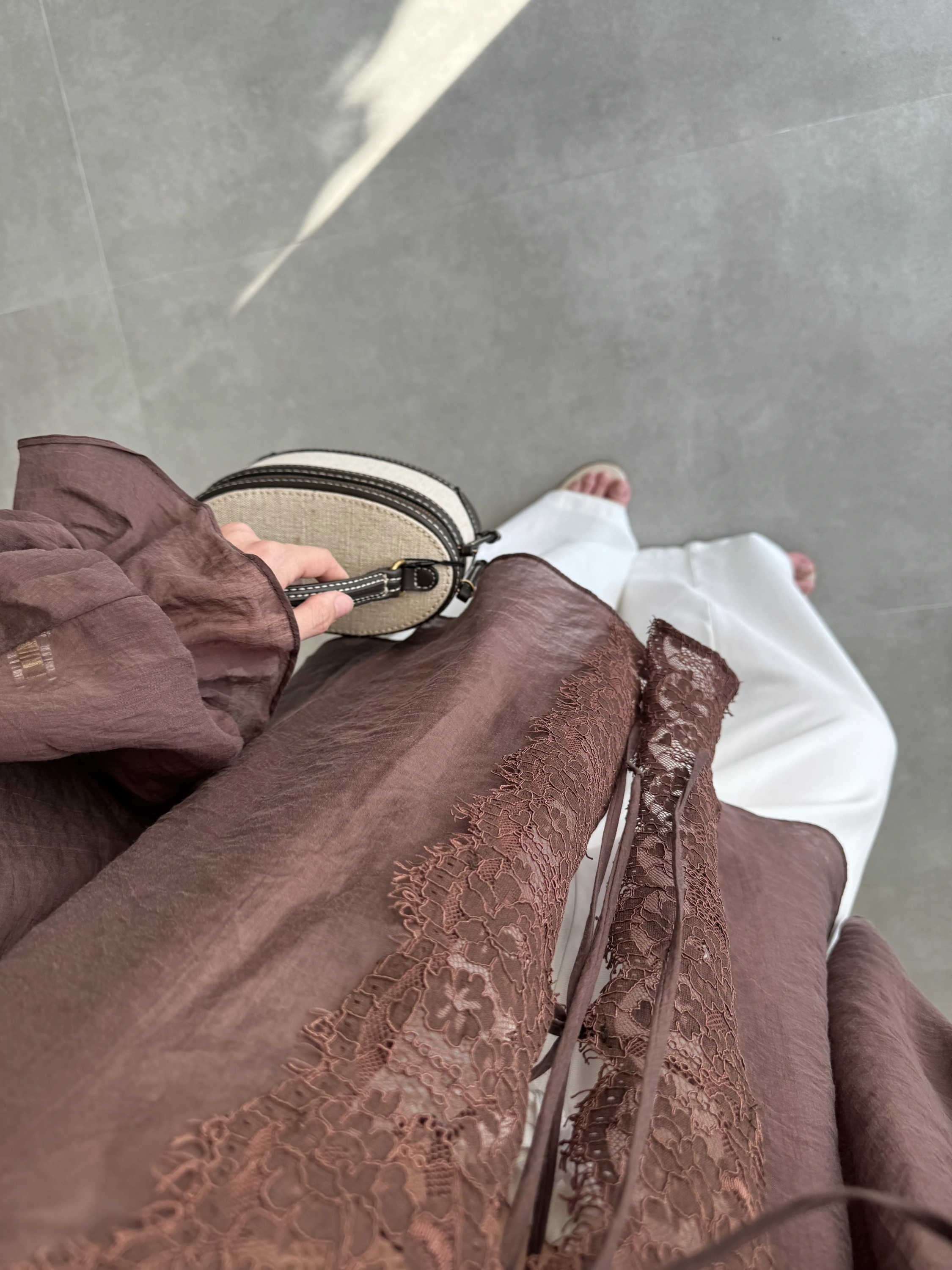 Pera Dantelli Koyu Kahve Kimono Gömlek