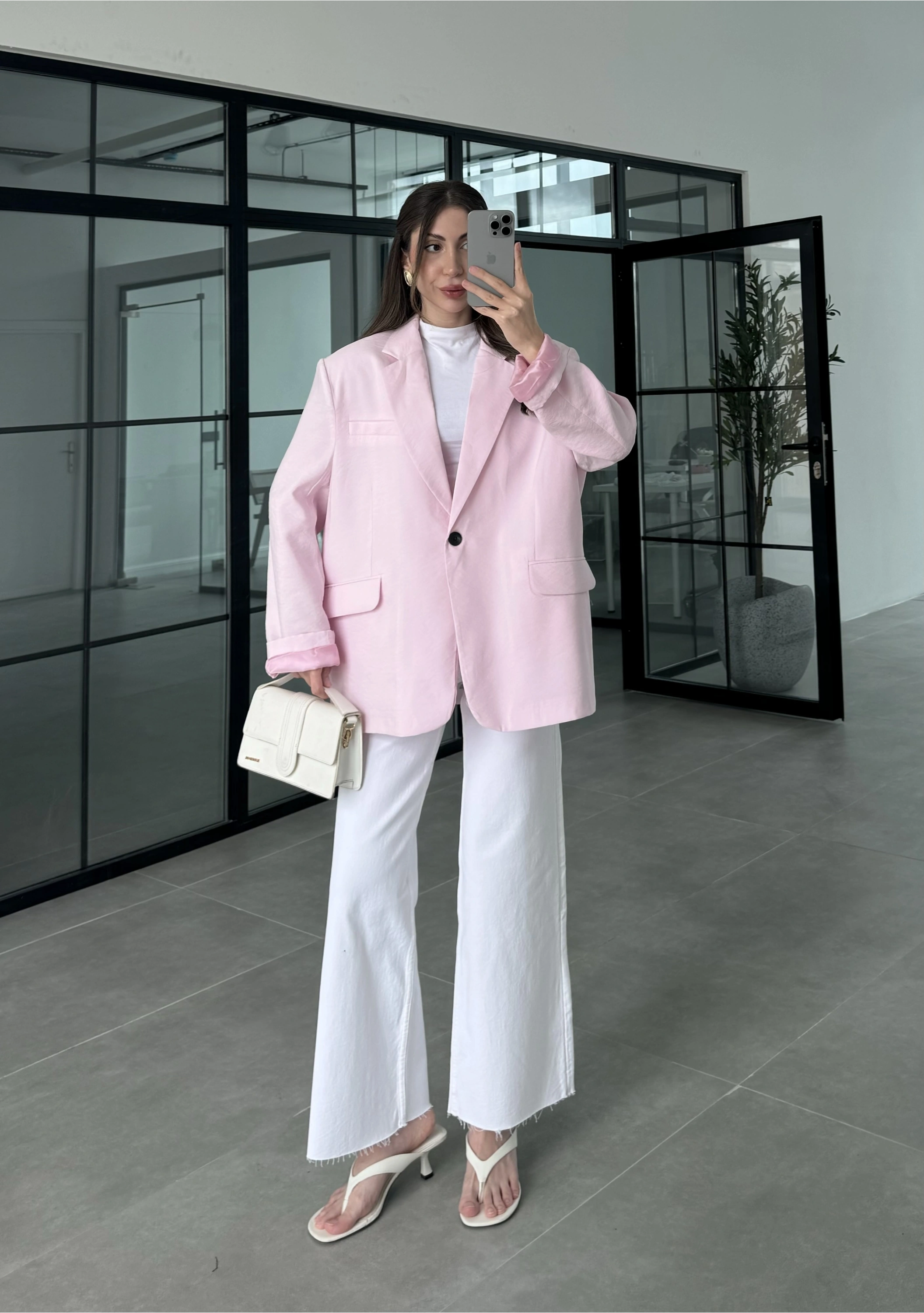 Perla Premium Tensel Pembe Ceket