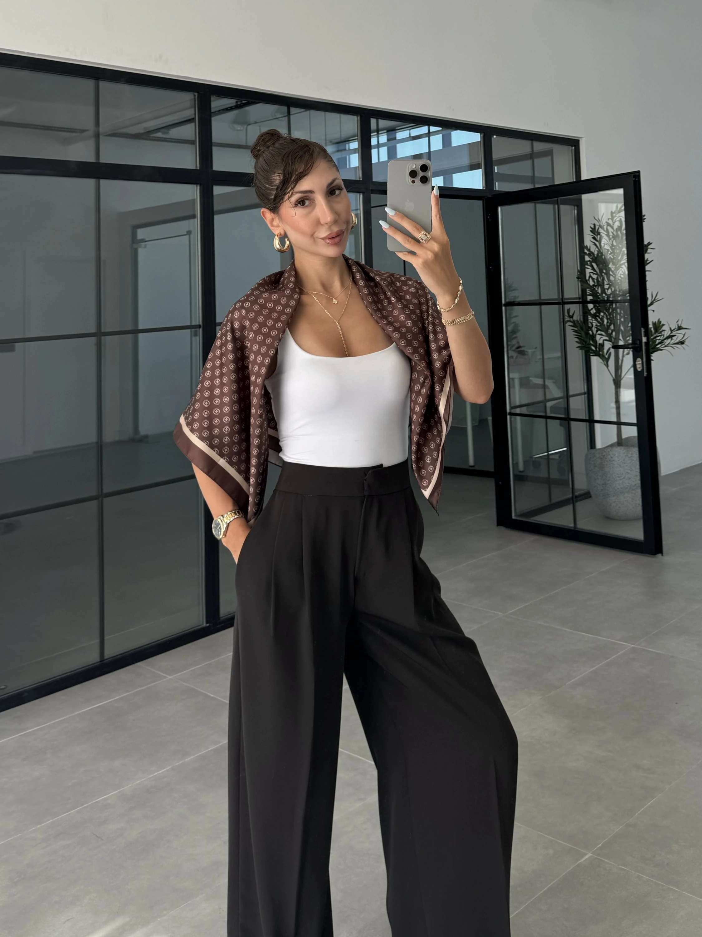 Pinterest Basic Palazzo Kumaş Kahve Pantolon