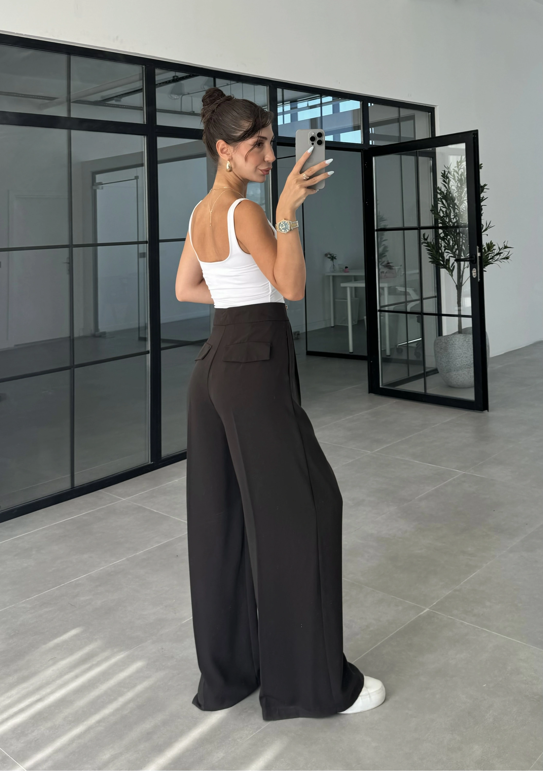 Pinterest Basic Palazzo Kumaş Kahve Pantolon