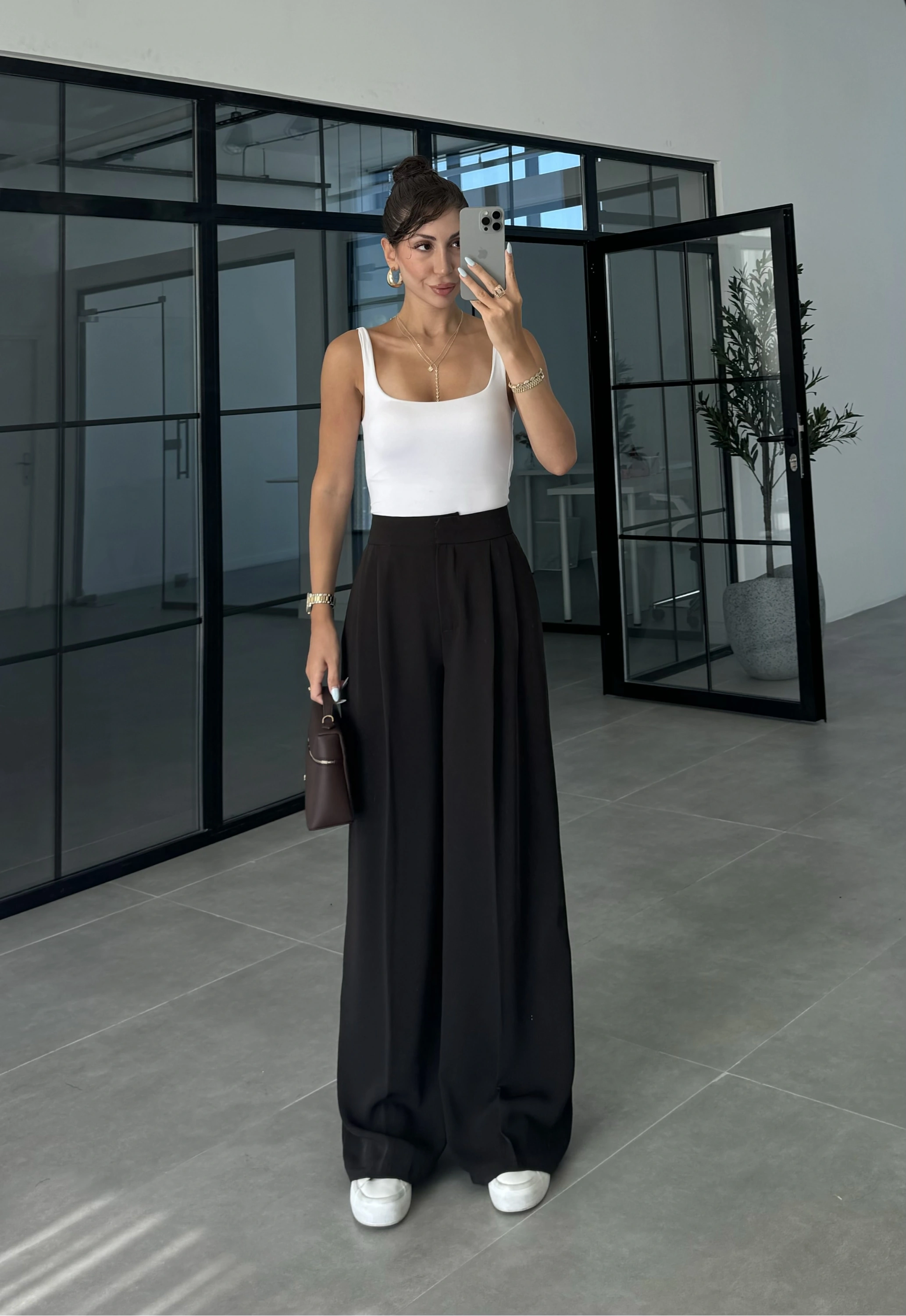Pinterest Basic Palazzo Kumaş Kahve Pantolon