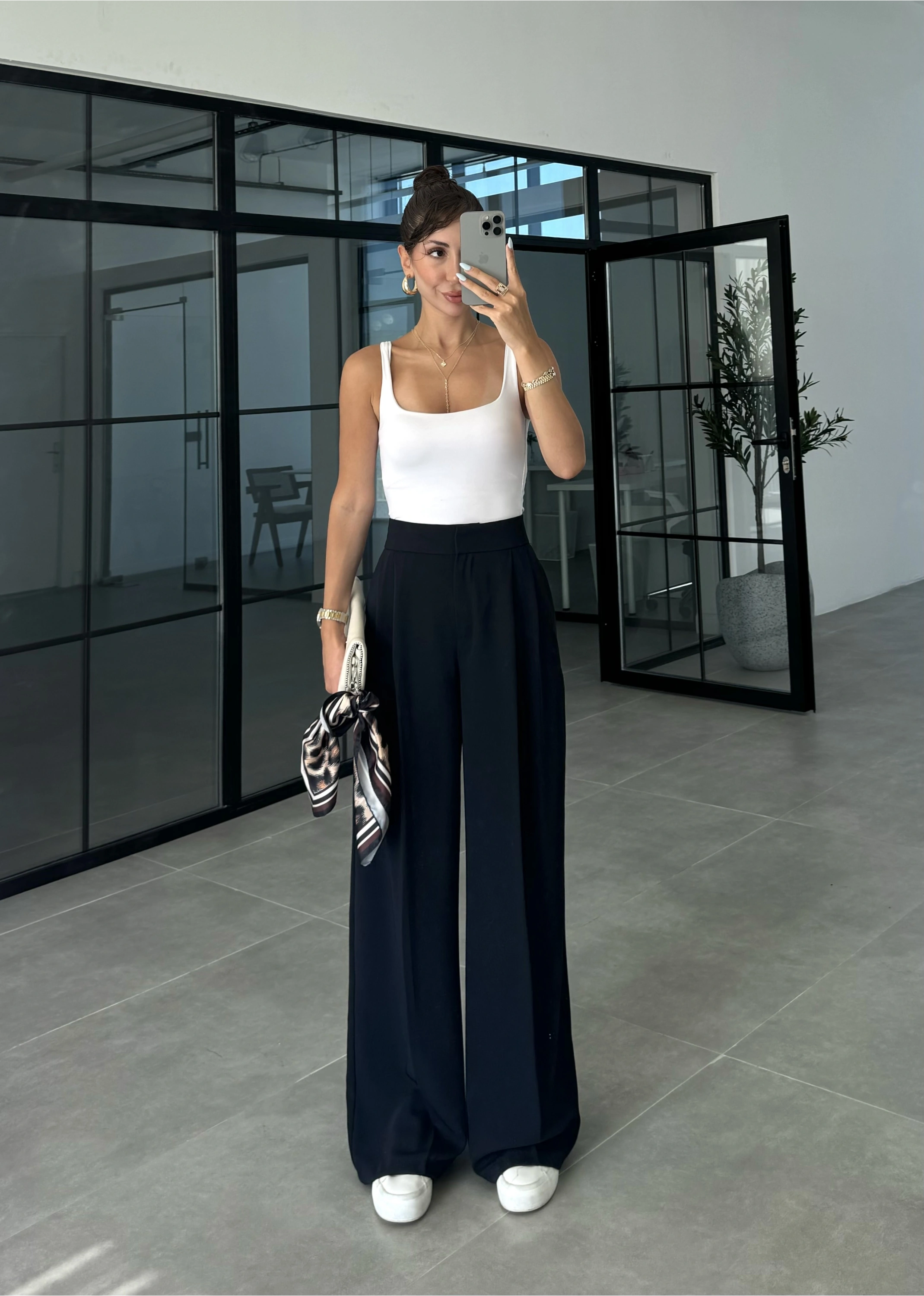 Pinterest Basic Palazzo Kumaş Lacivert Pantolon