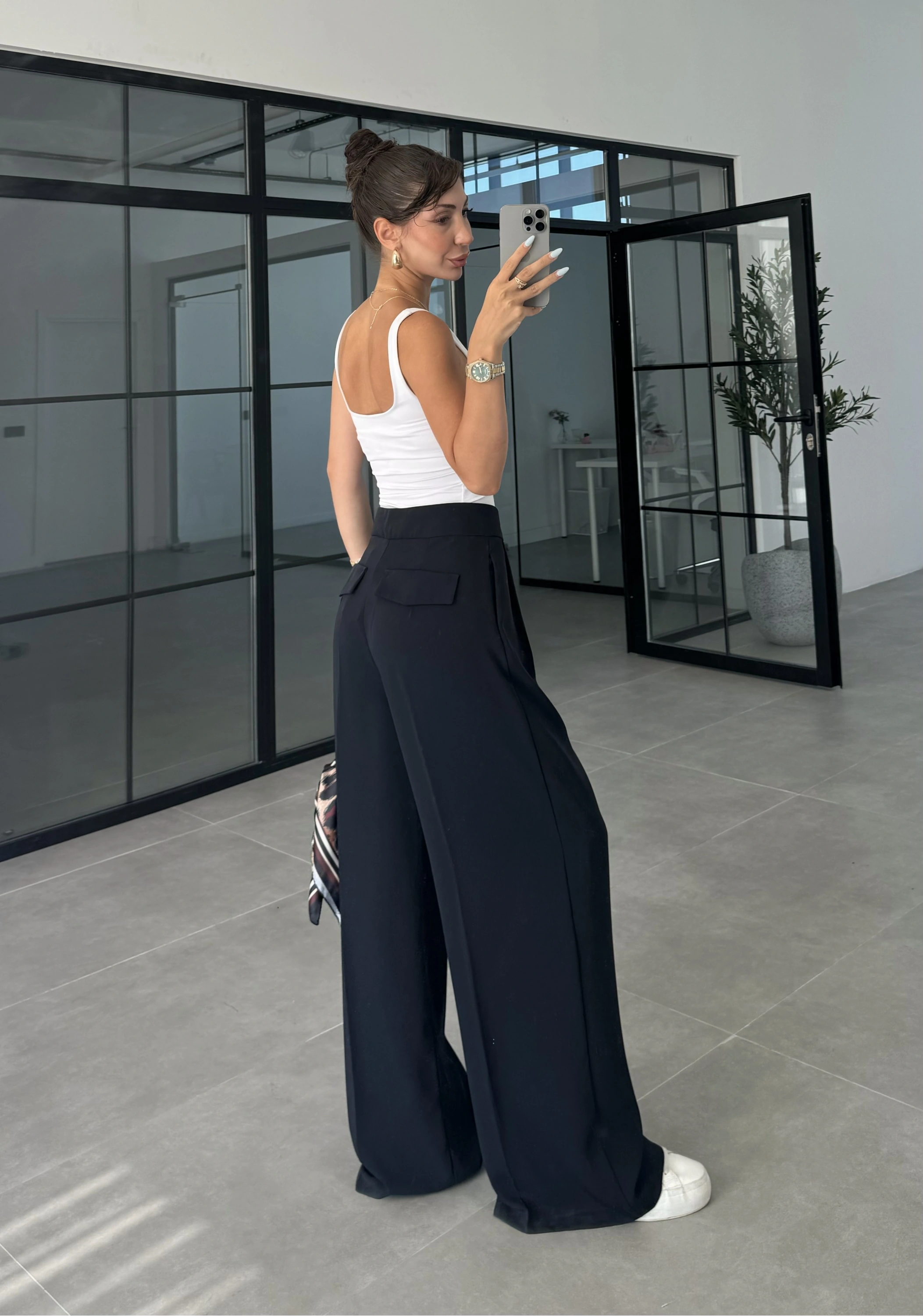 Pinterest Basic Palazzo Kumaş Lacivert Pantolon