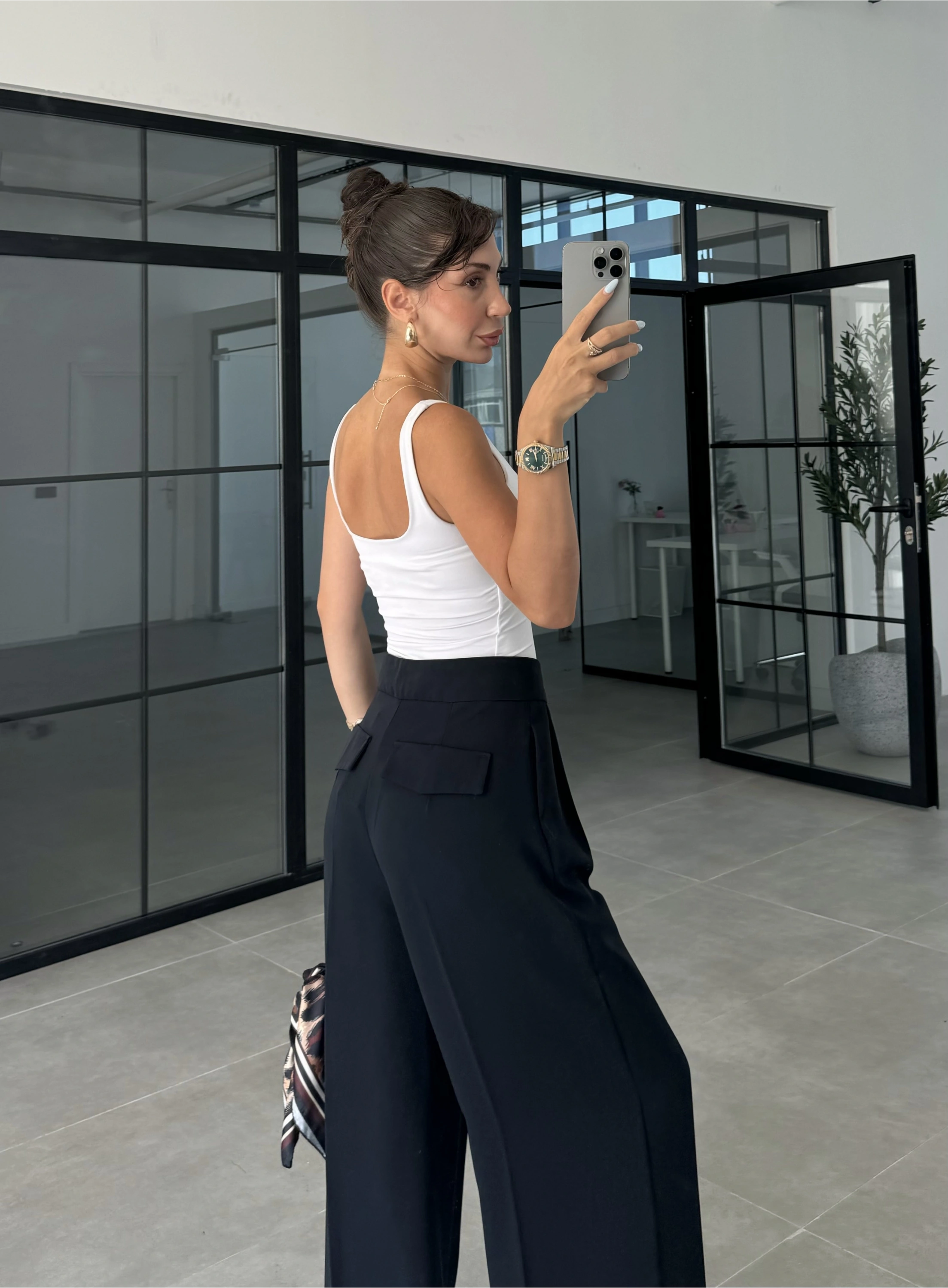 Pinterest Basic Palazzo Kumaş Lacivert Pantolon