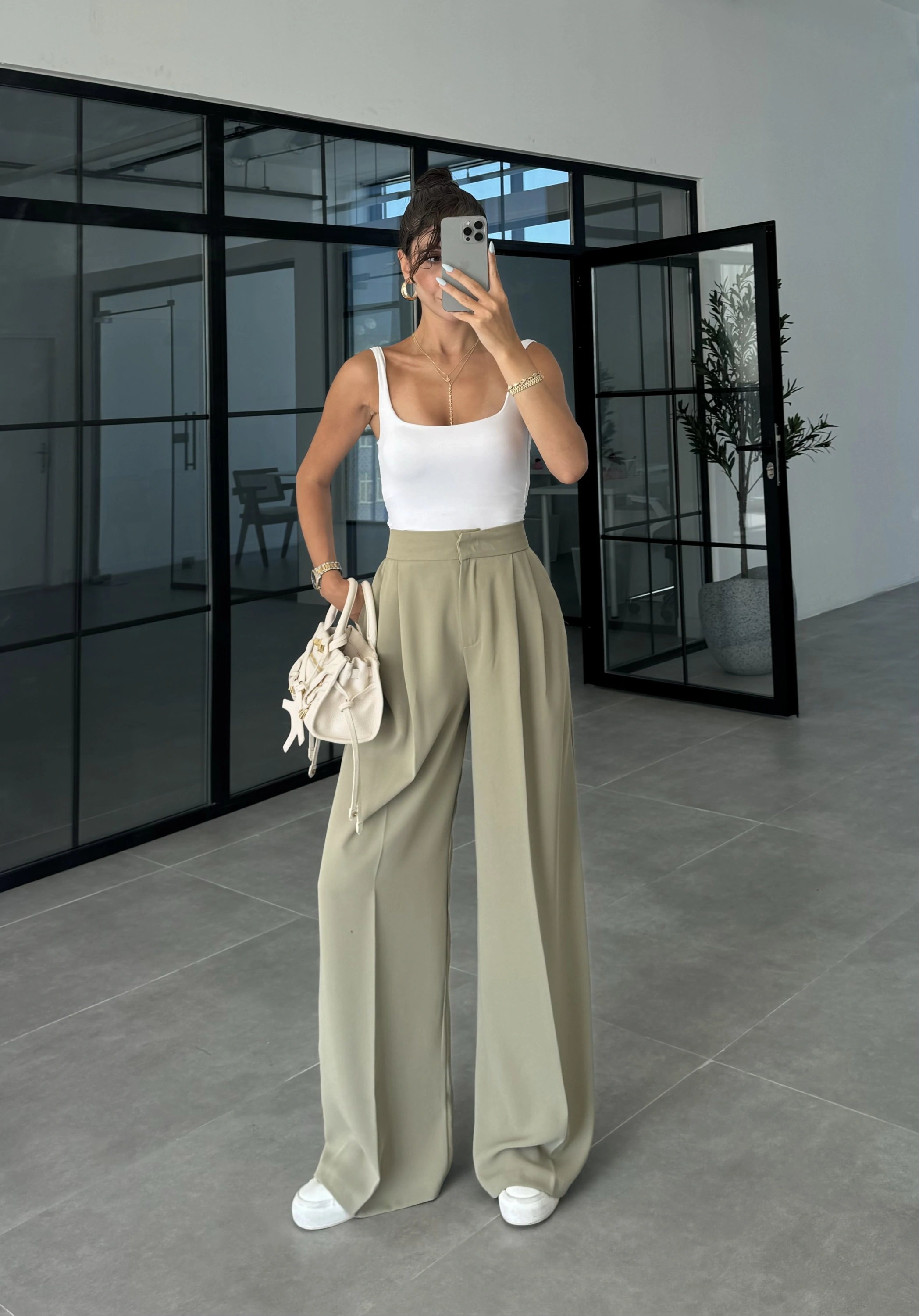 Pinterest Basic Palazzo Kumaş Mint Pantolon