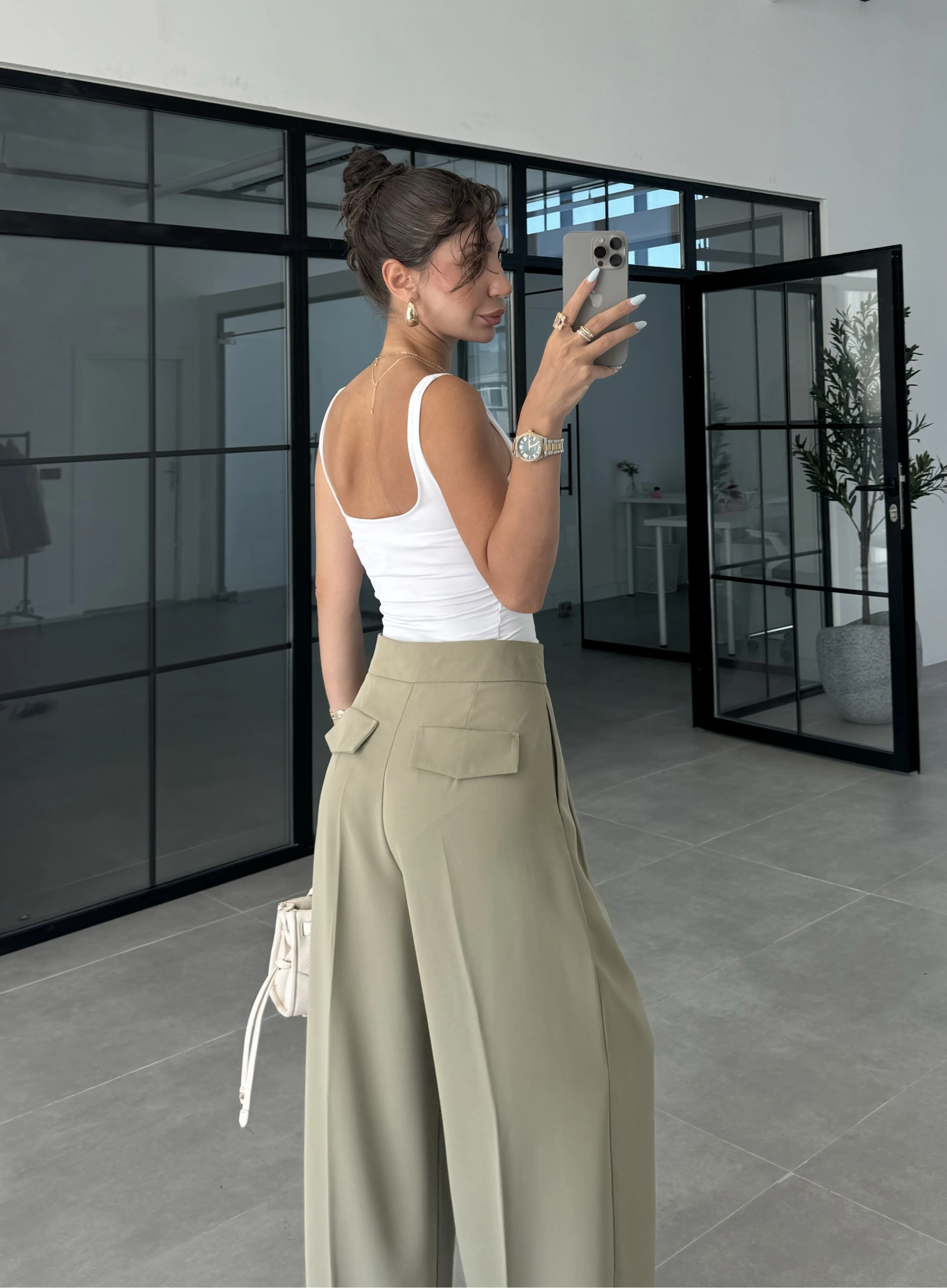 Pinterest Basic Palazzo Kumaş Mint Pantolon