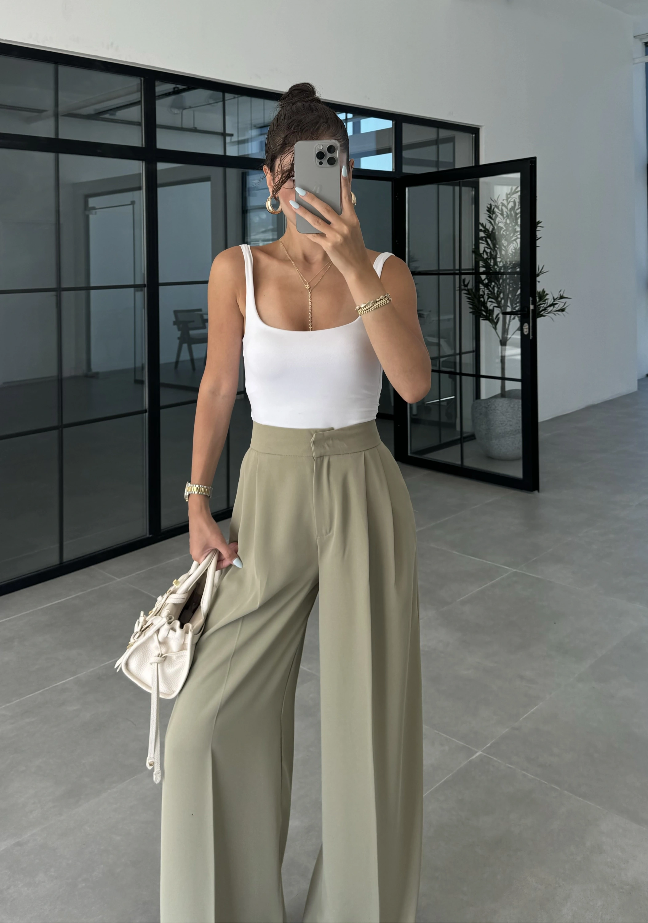 Pinterest Basic Palazzo Kumaş Mint Pantolon