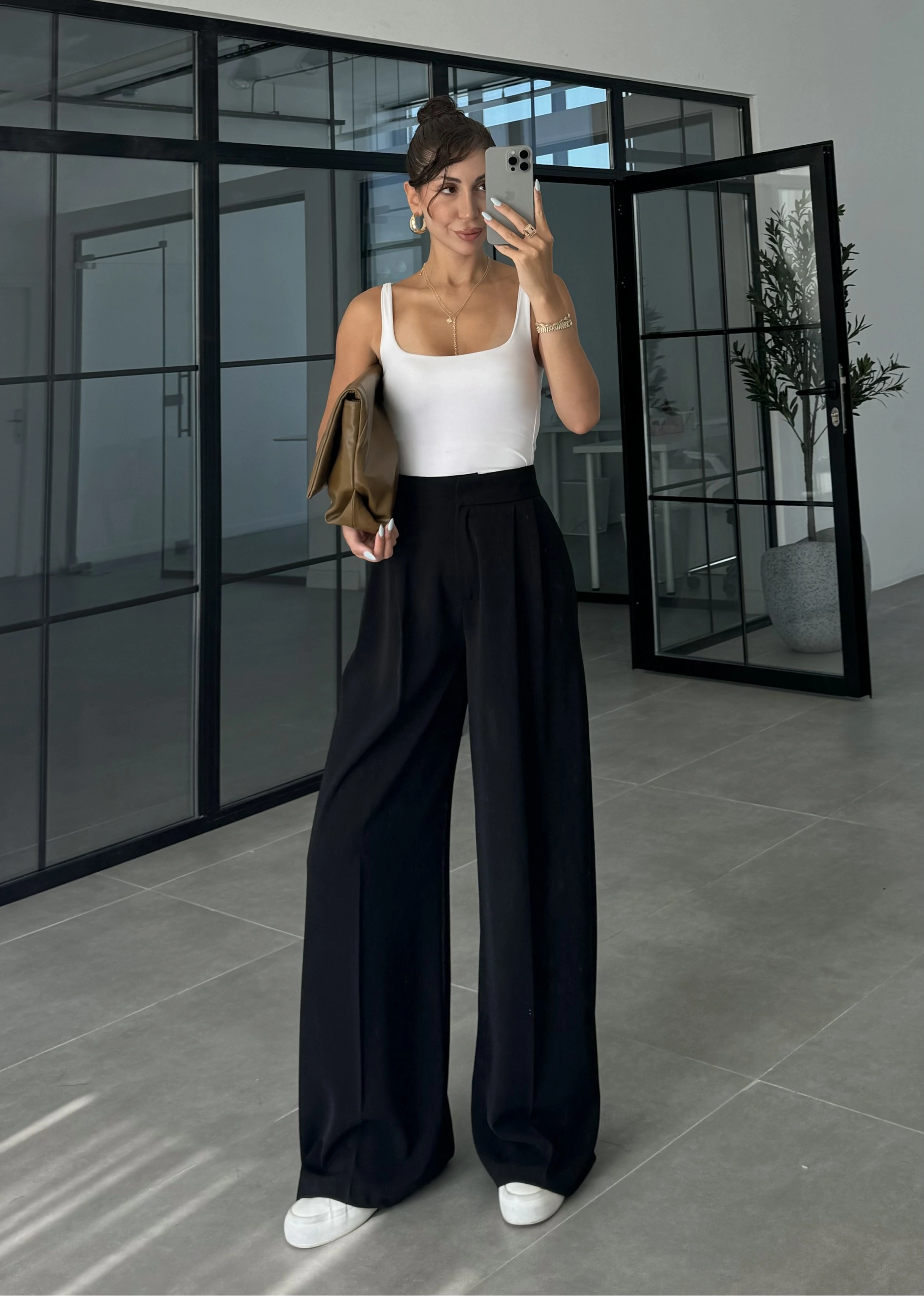 Pinterest Basic Palazzo Kumaş Siyah Pantolon