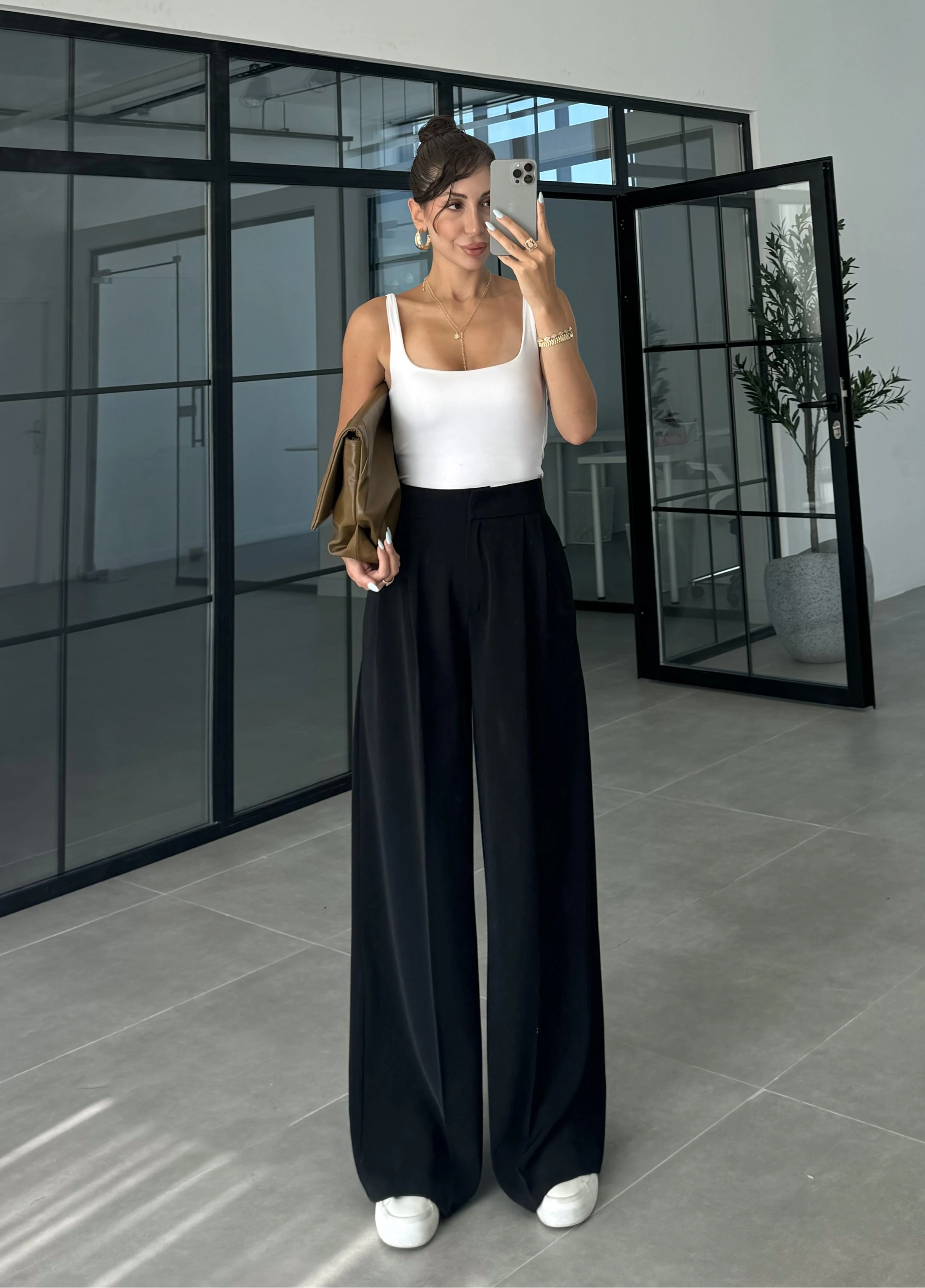 Pinterest Basic Palazzo Kumaş Siyah Pantolon