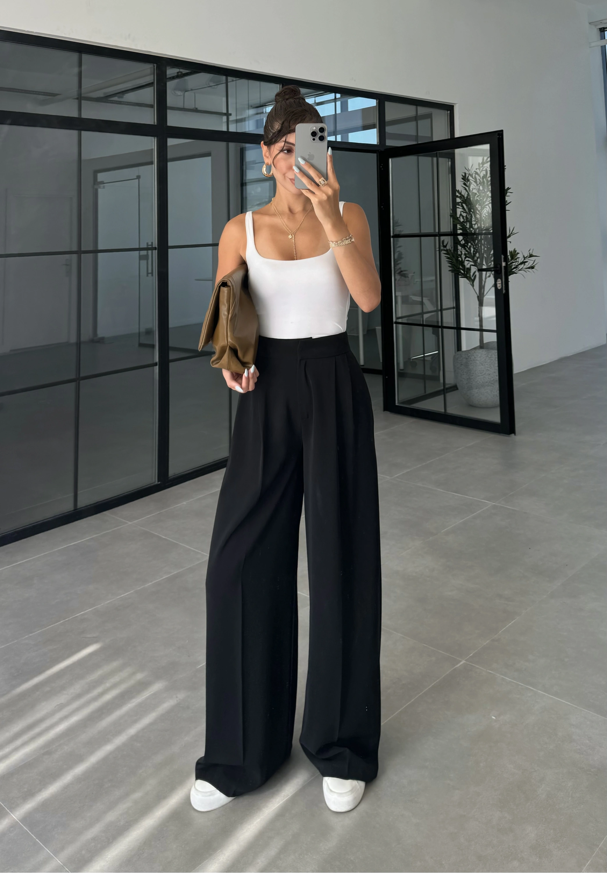 Pinterest Basic Palazzo Kumaş Siyah Pantolon