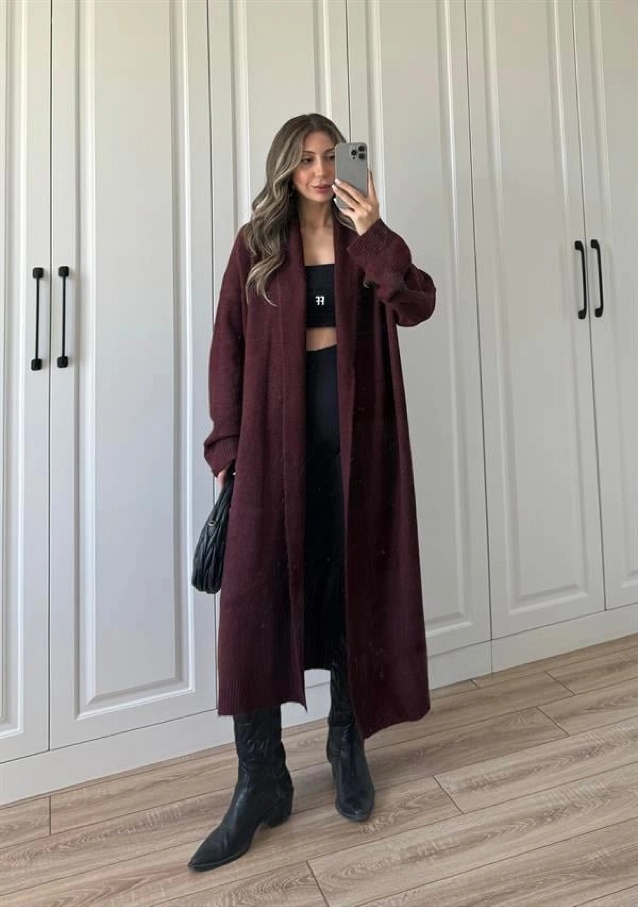 Pinterest Bordo Uzun Triko Hırka