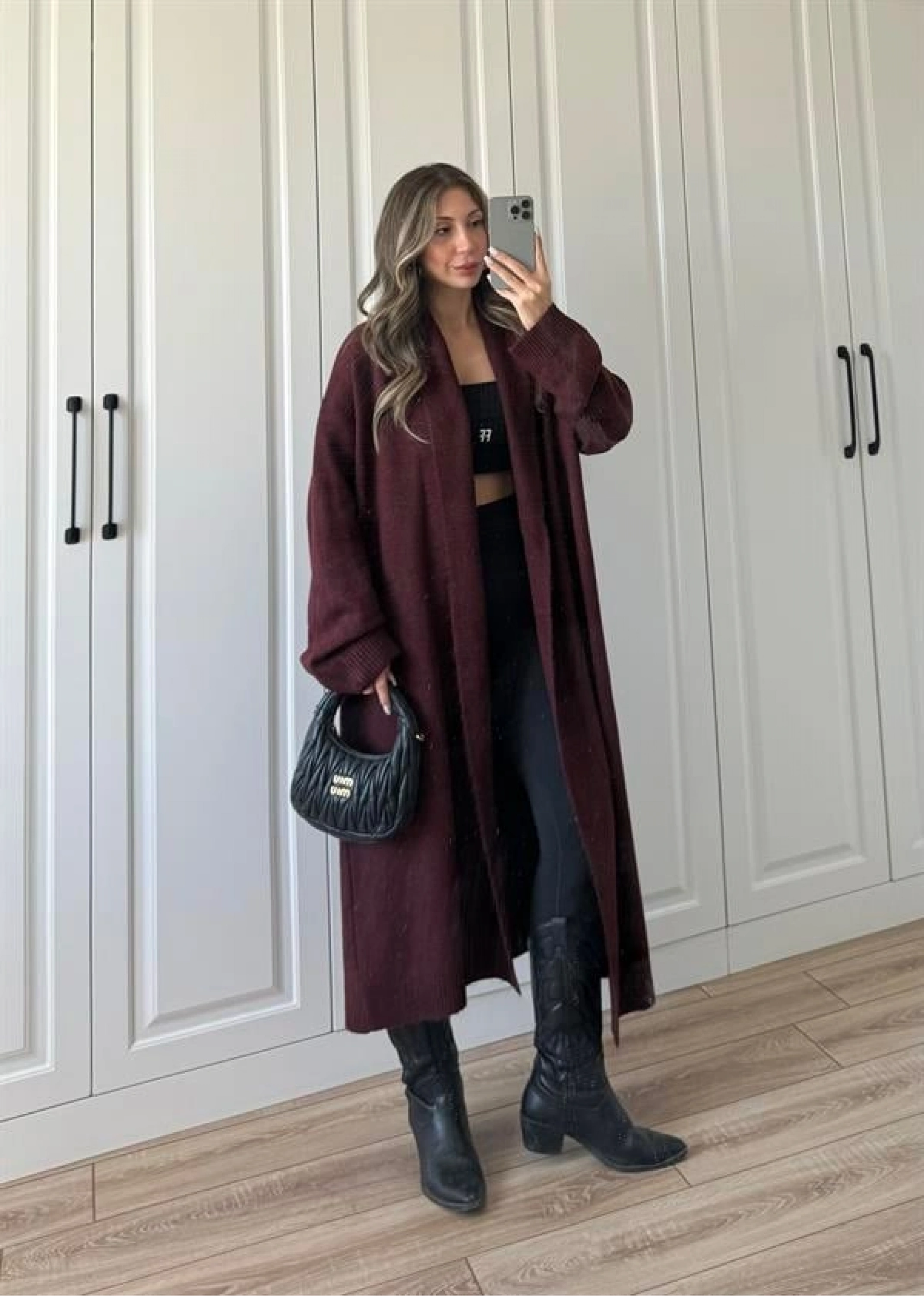 Pinterest Bordo Uzun Triko Hırka