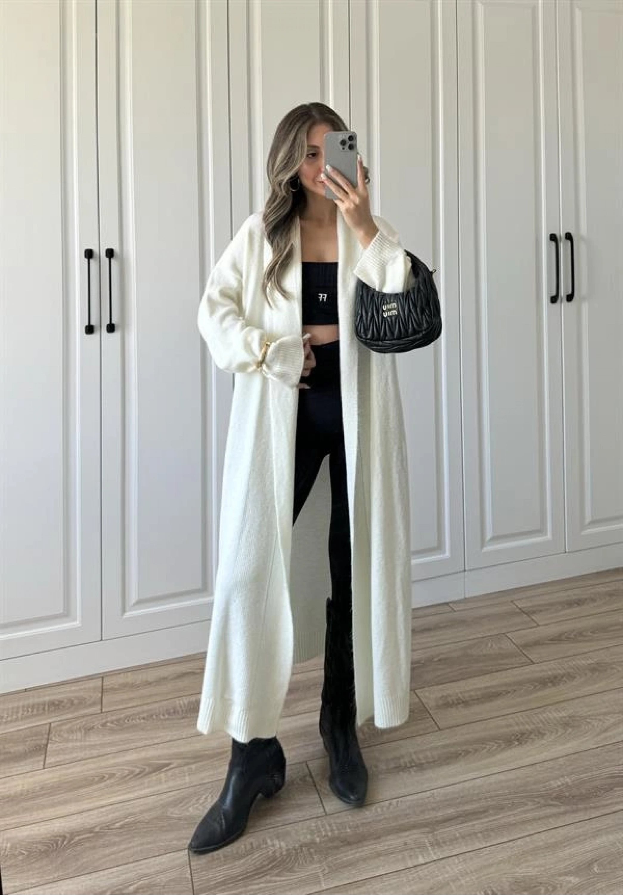 Pinterest Ekru Uzun Triko Hırka