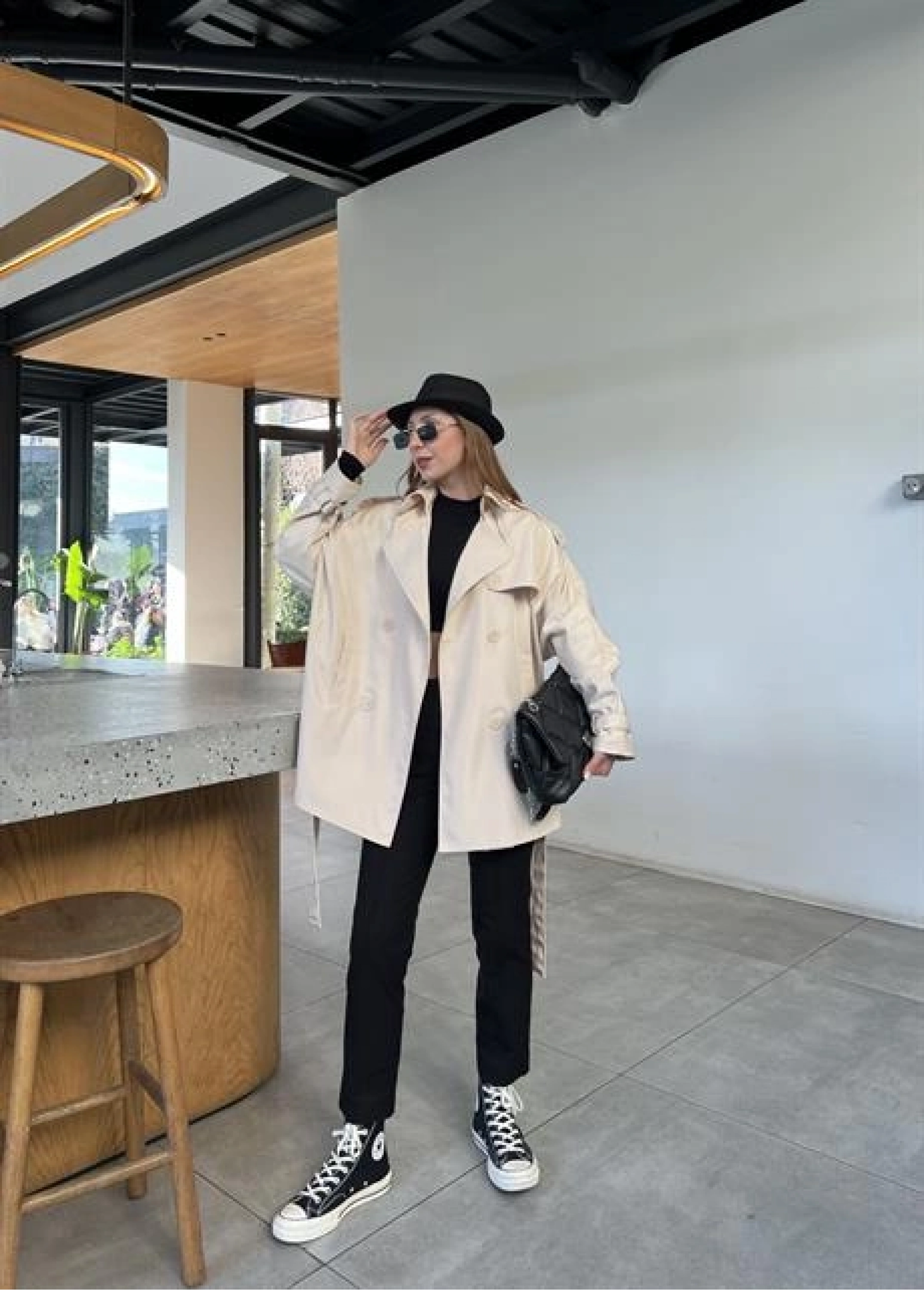 Premium Astarlı Taş Oversize Trenç