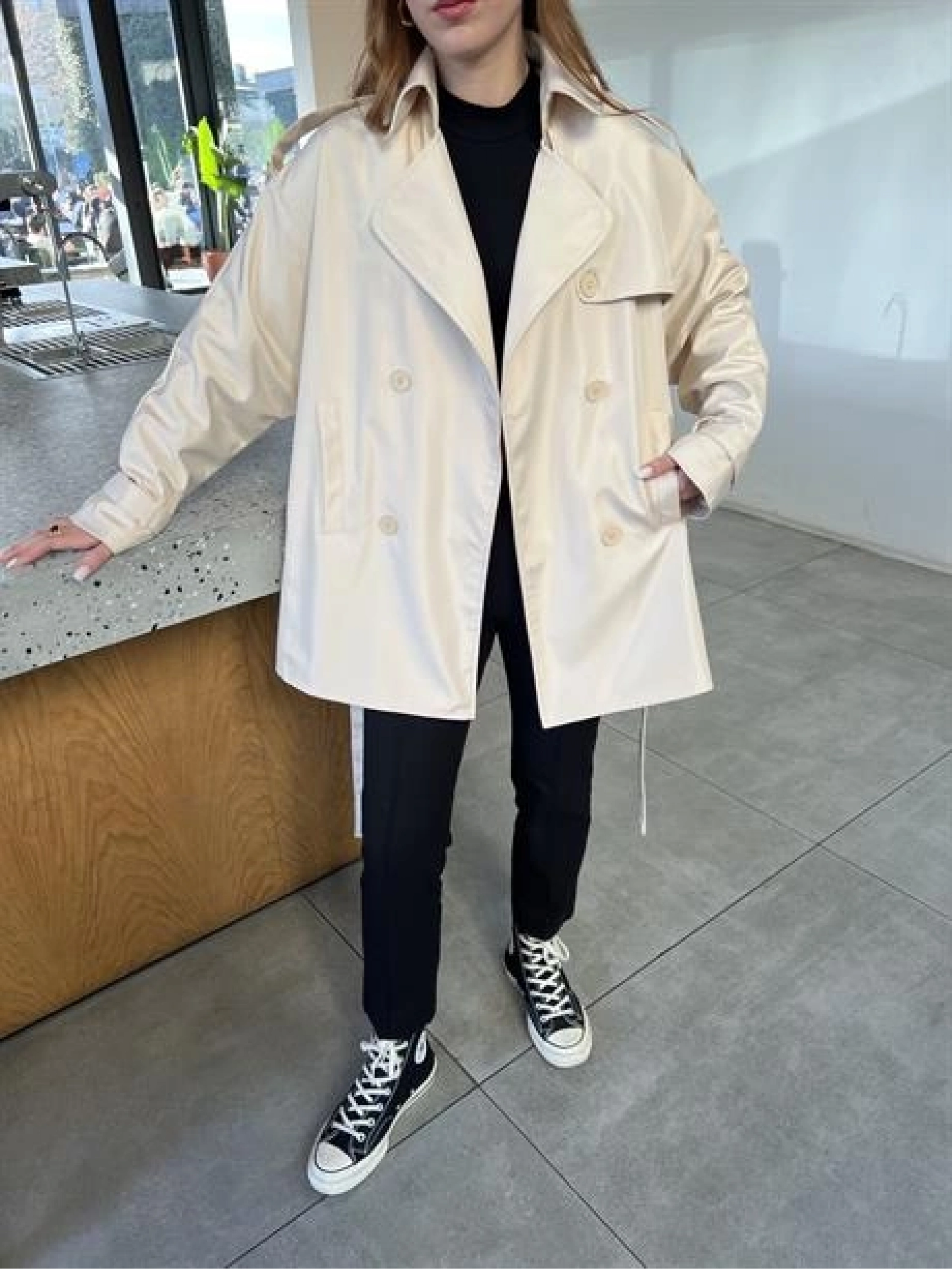 Premium Astarlı Taş Oversize Trenç