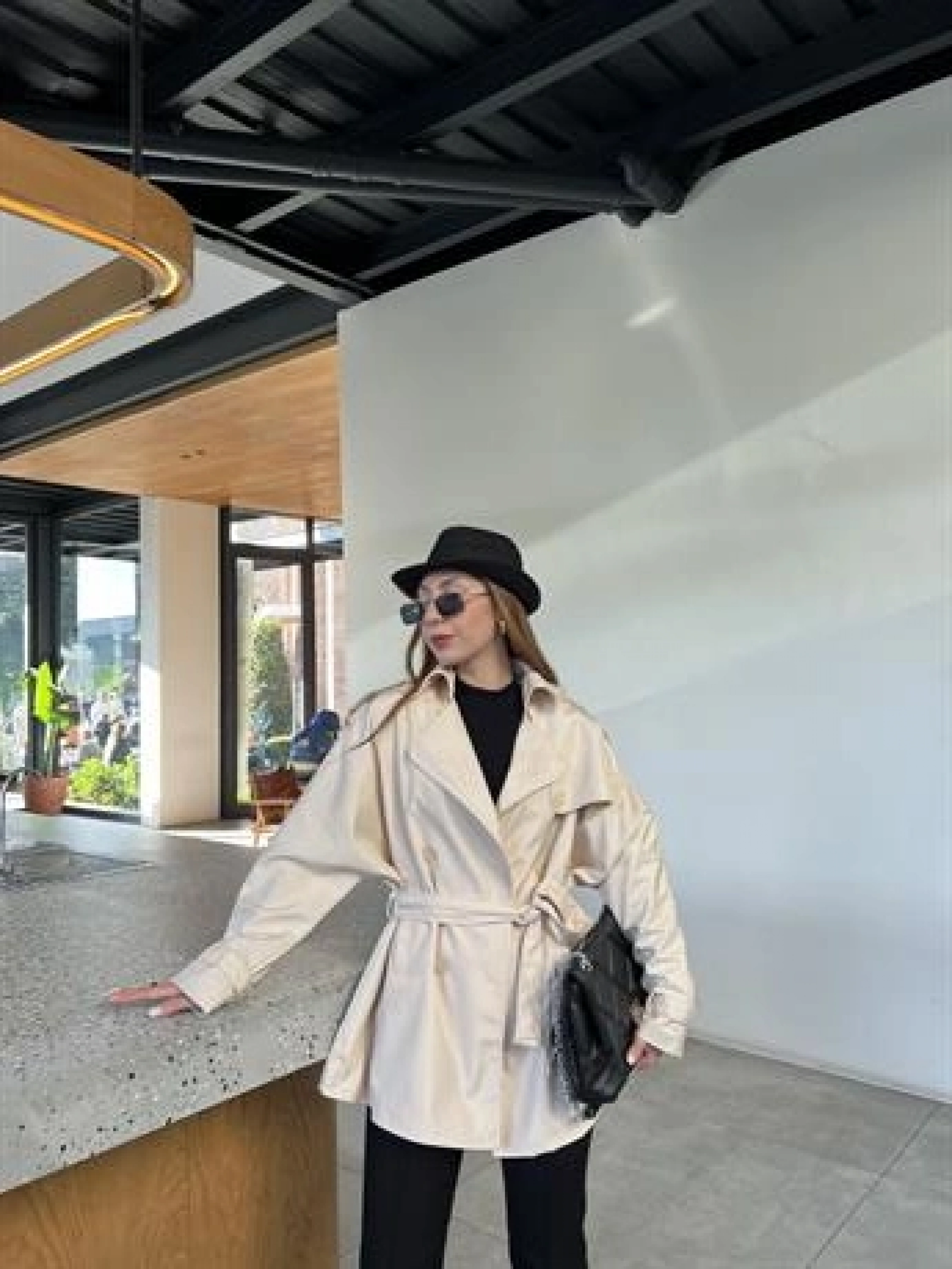 Premium Astarlı Taş Oversize Trenç