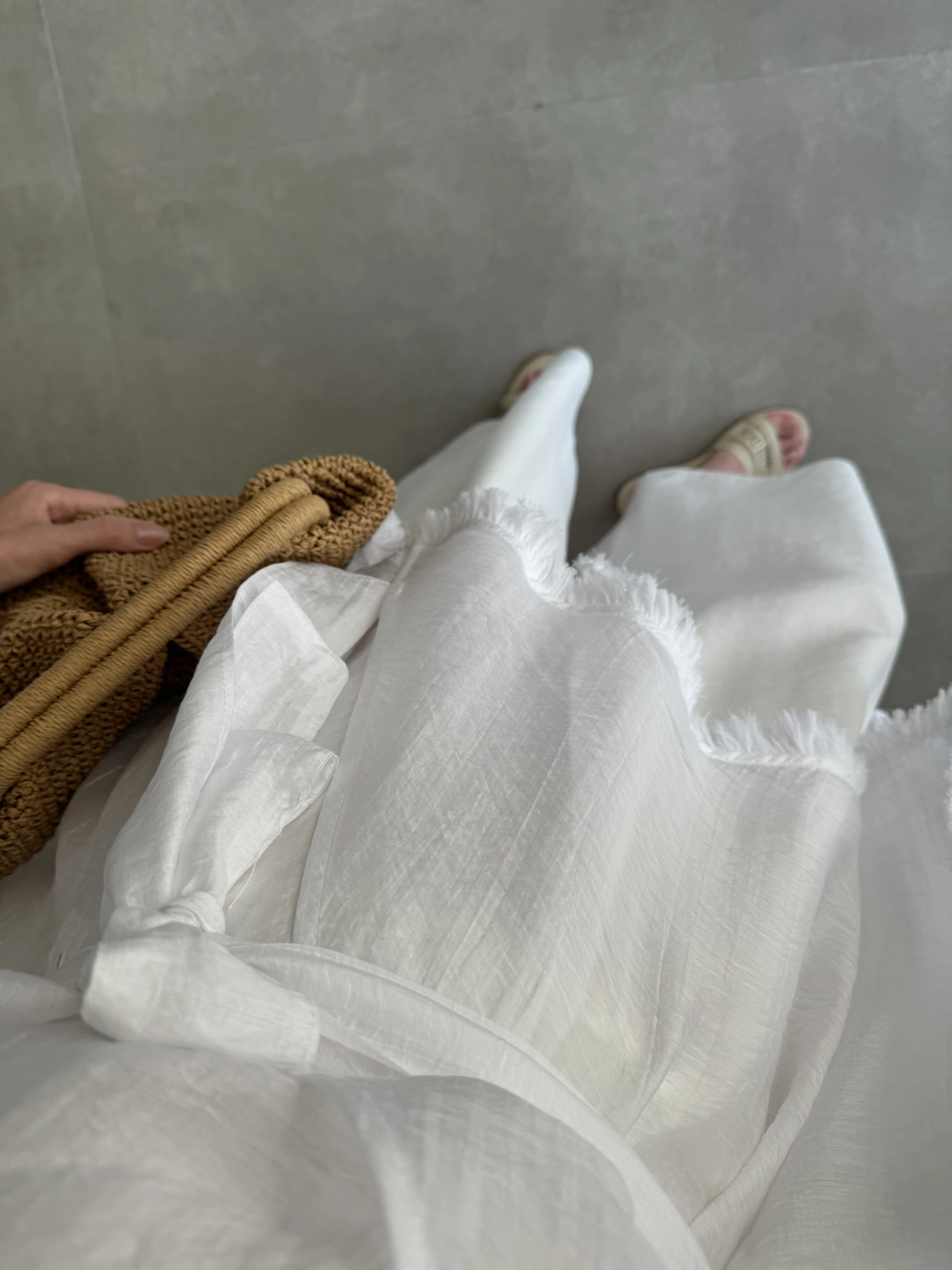 Püsküllü Kuşaklı Beyaz Kimono