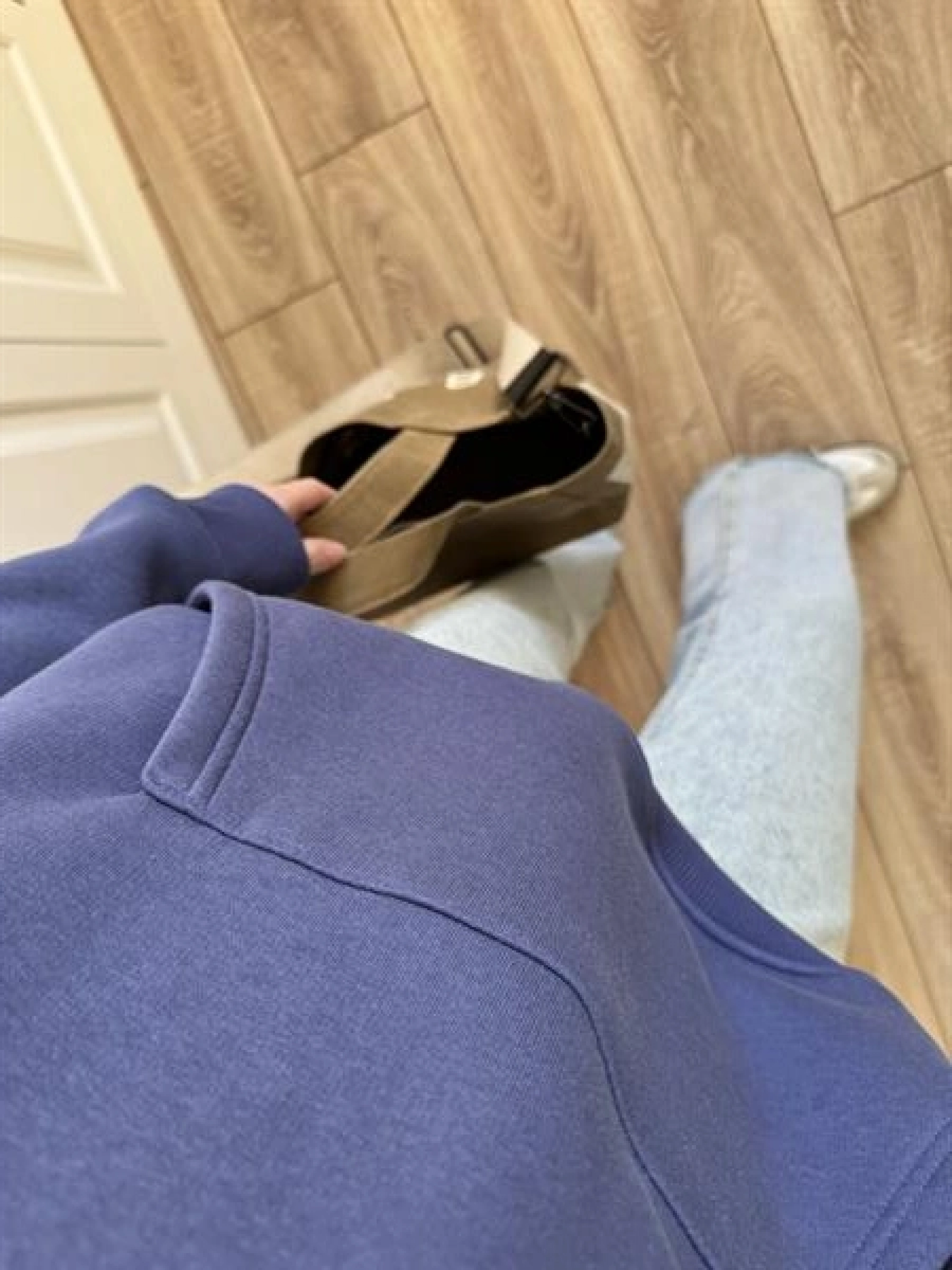 Şardonlu Oversize Mavi Sweatshirt