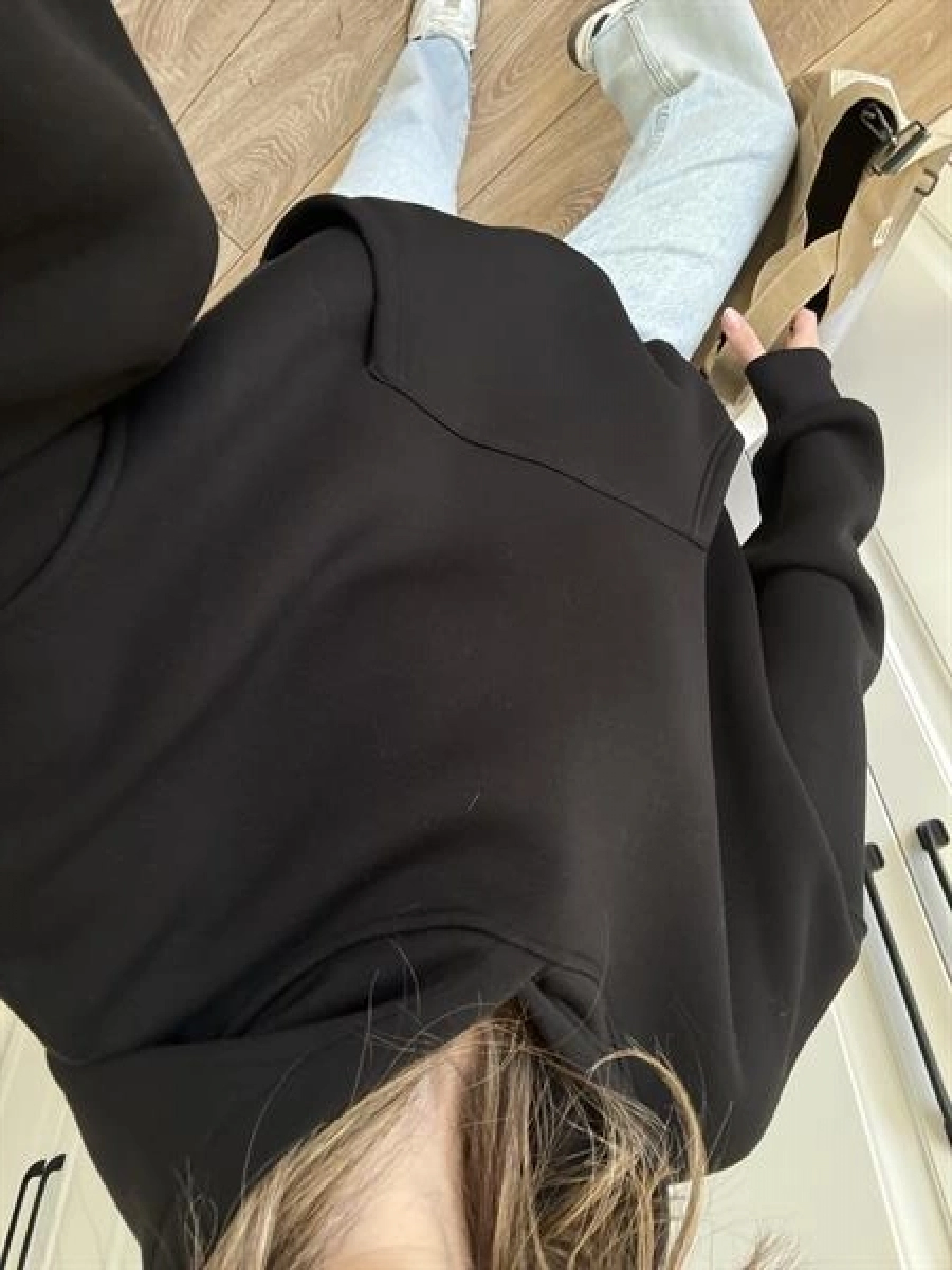 Şardonlu Oversize Siyah Sweatshirt