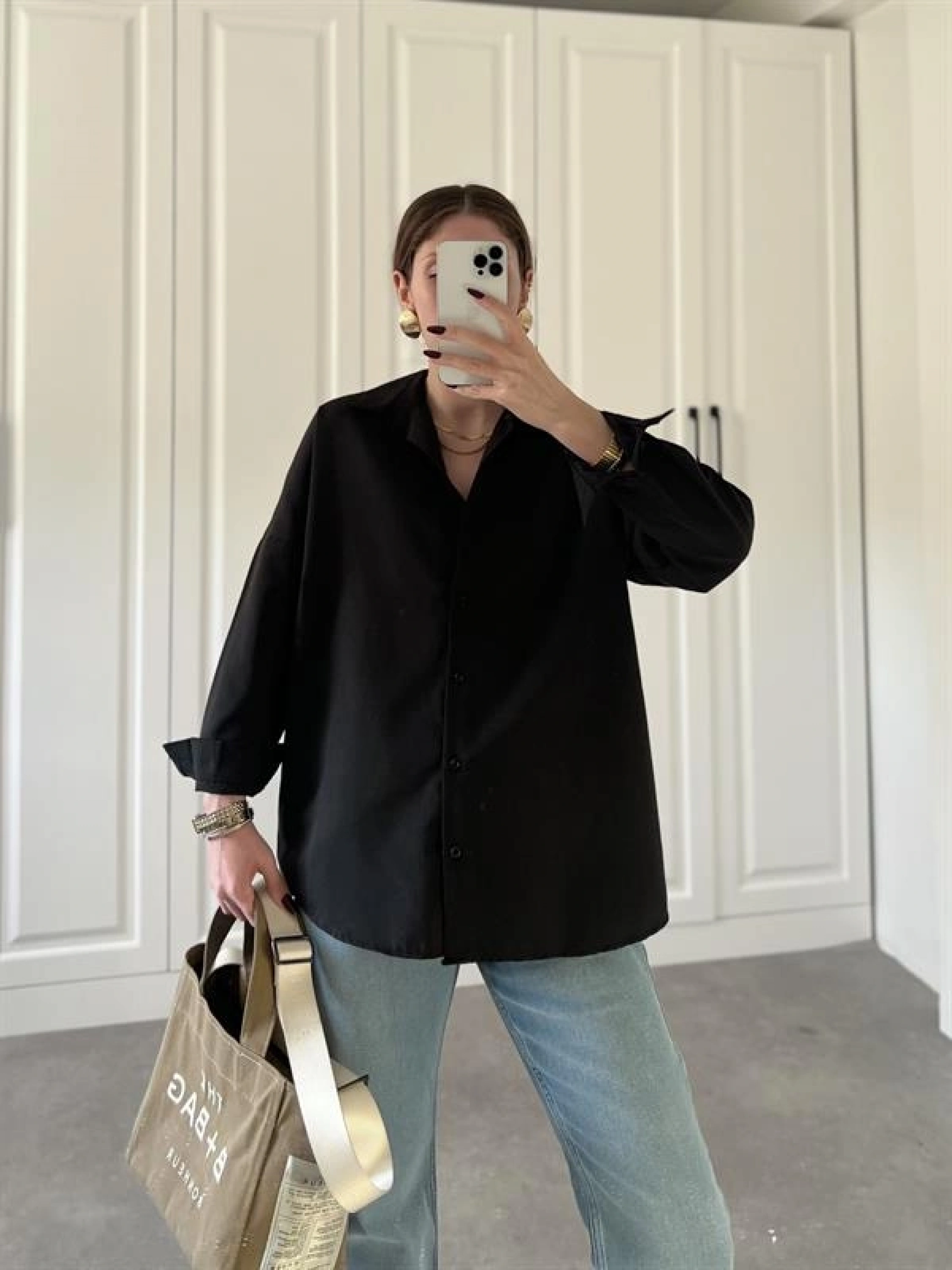 Siyah Basic Poplin Gömlek