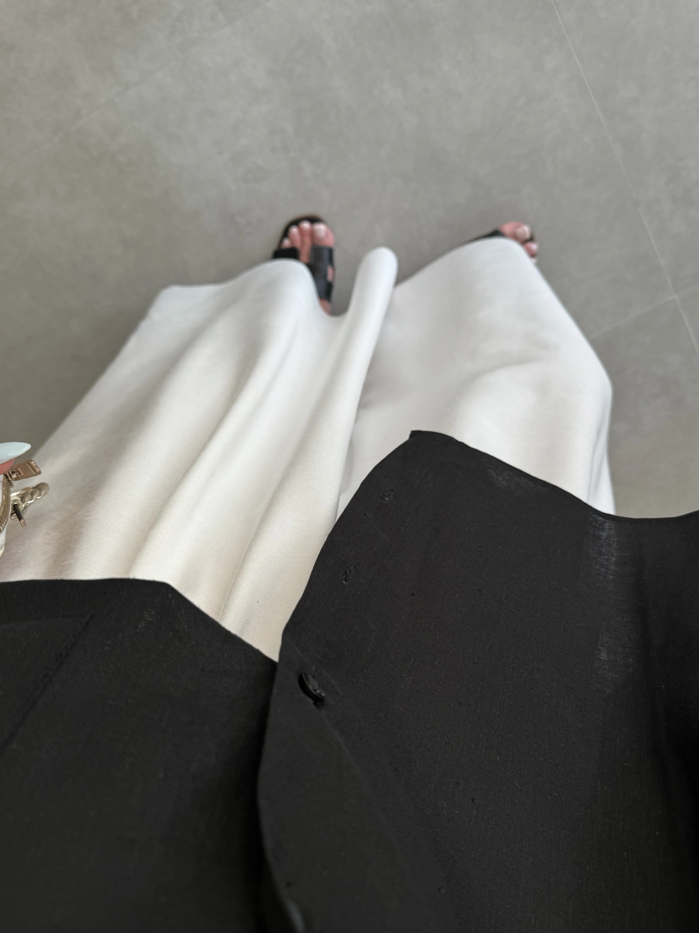 Tek Cepli Keten Oversize Siyah Gömlek