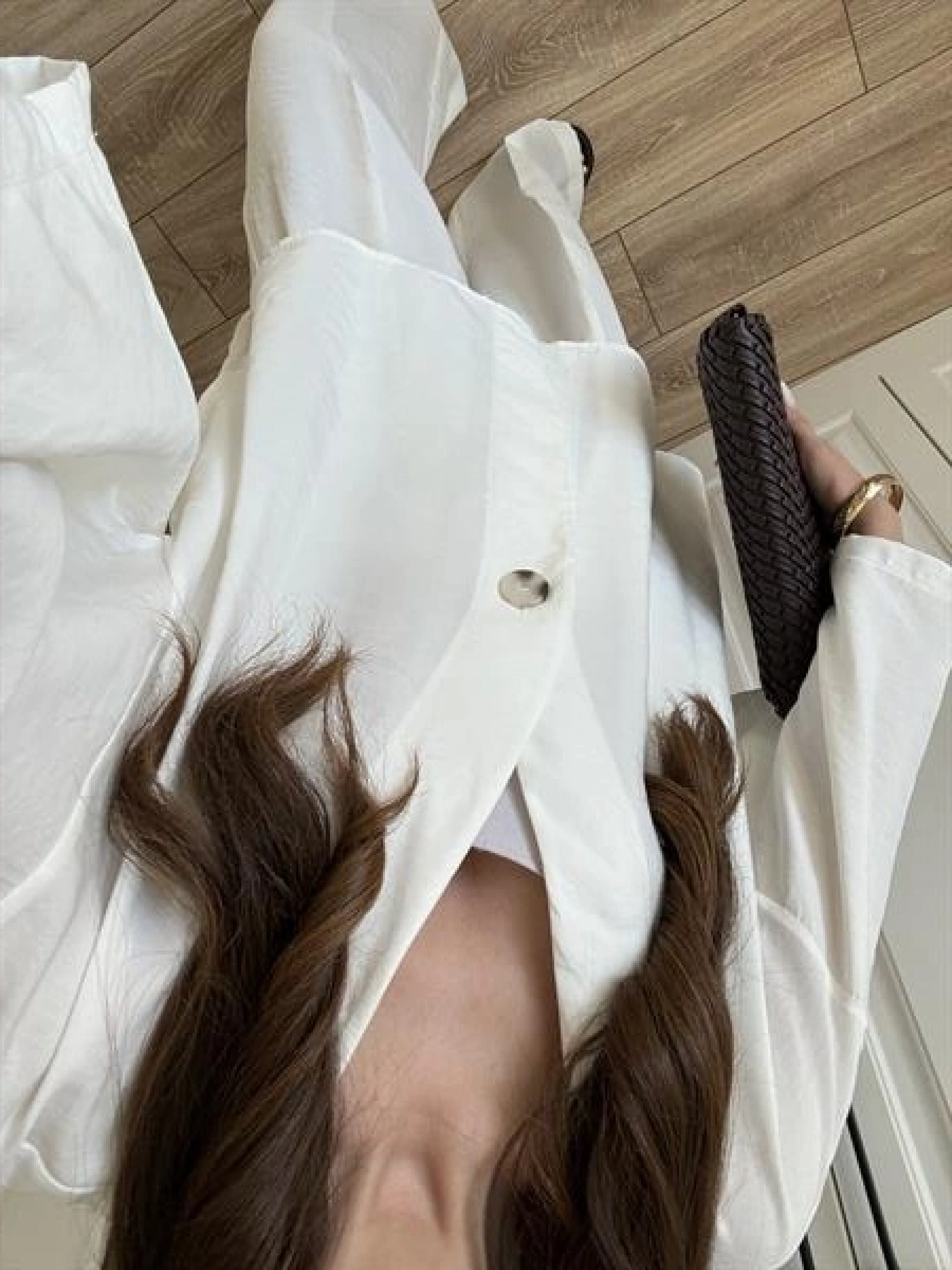 Tek Düğmeli Oversize Beyaz Gömlek Takım
