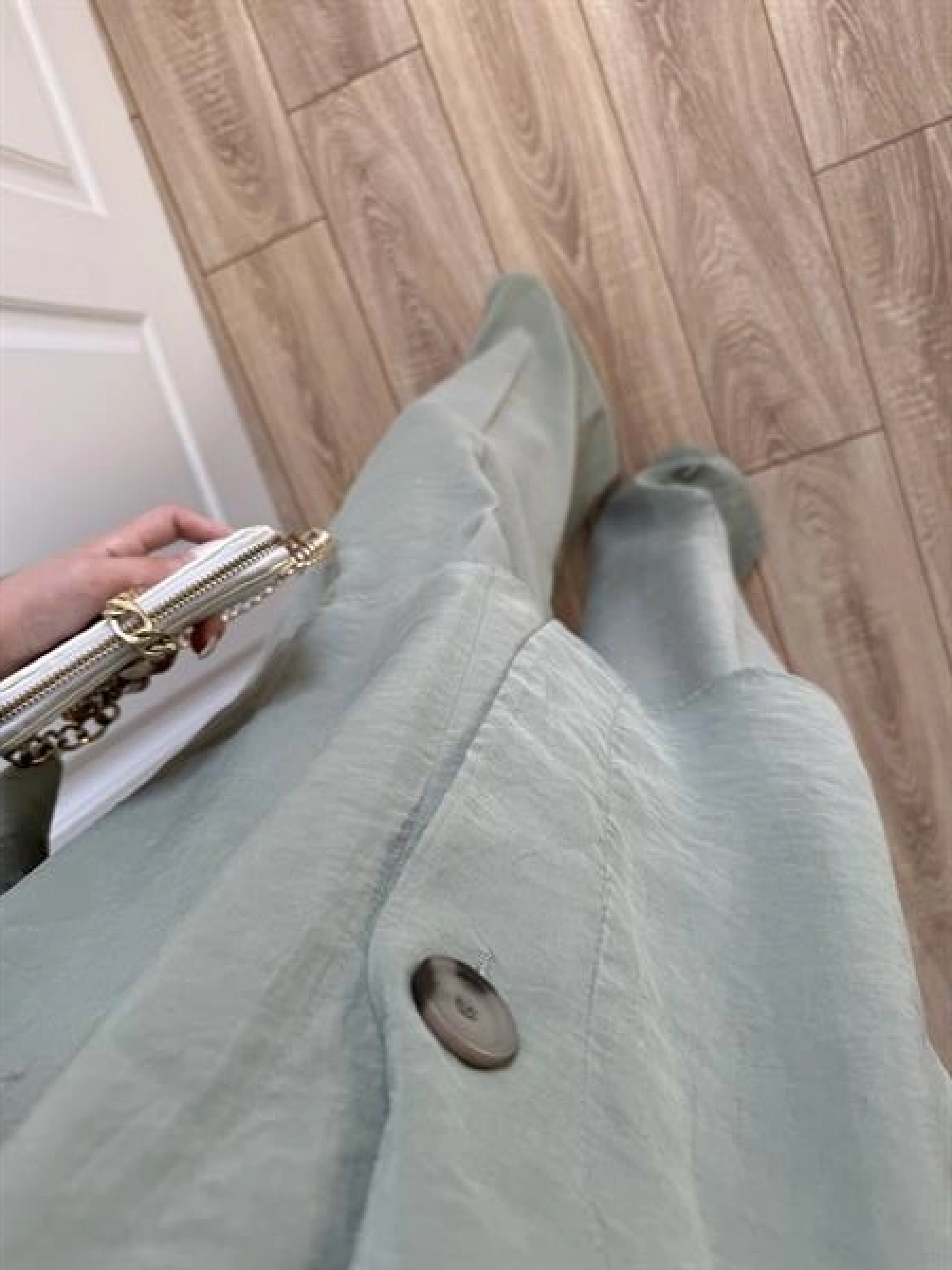 Tek Düğmeli Oversize Mint Yeşili Gömlek Takım