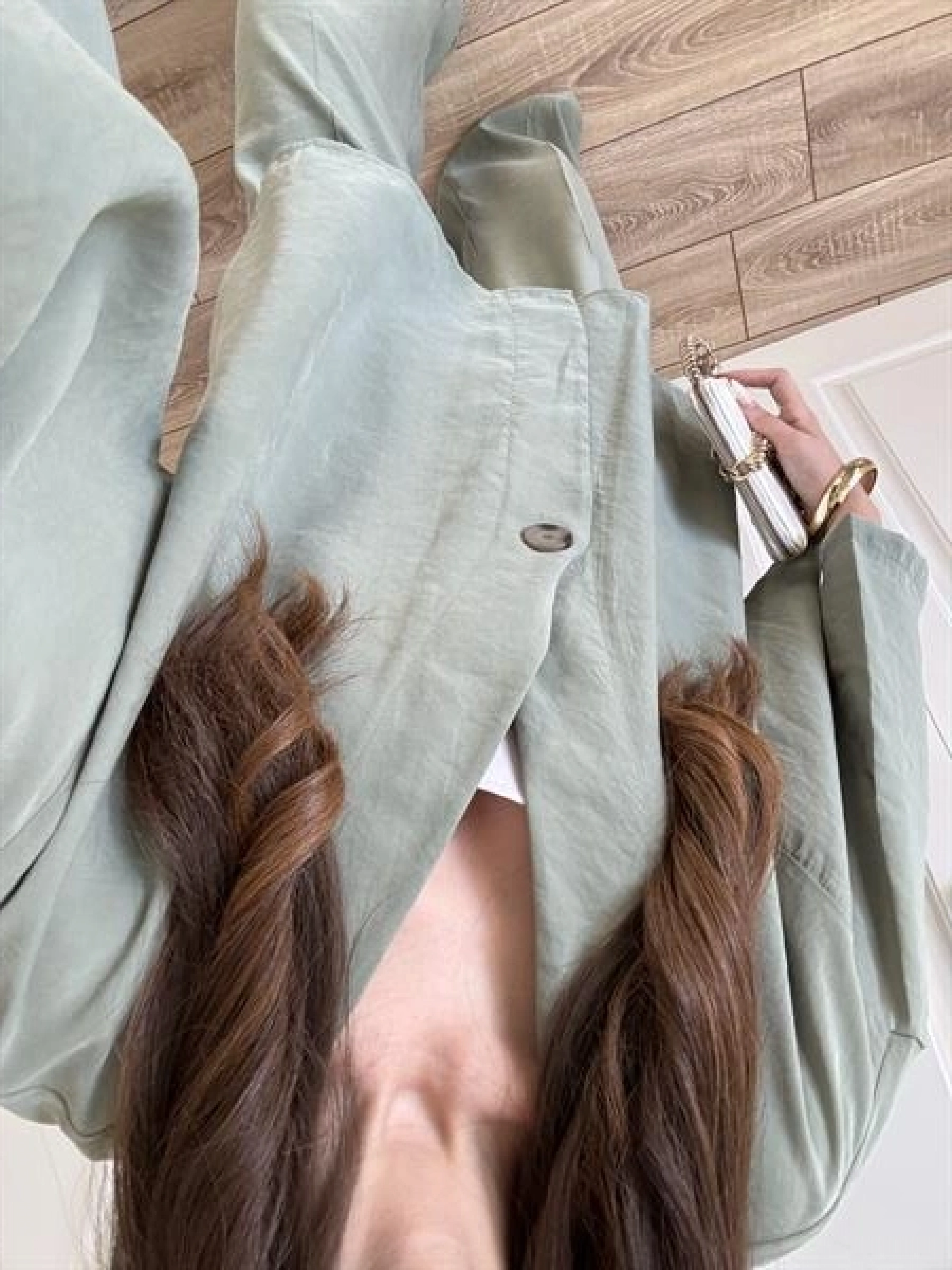Tek Düğmeli Oversize Mint Yeşili Gömlek Takım