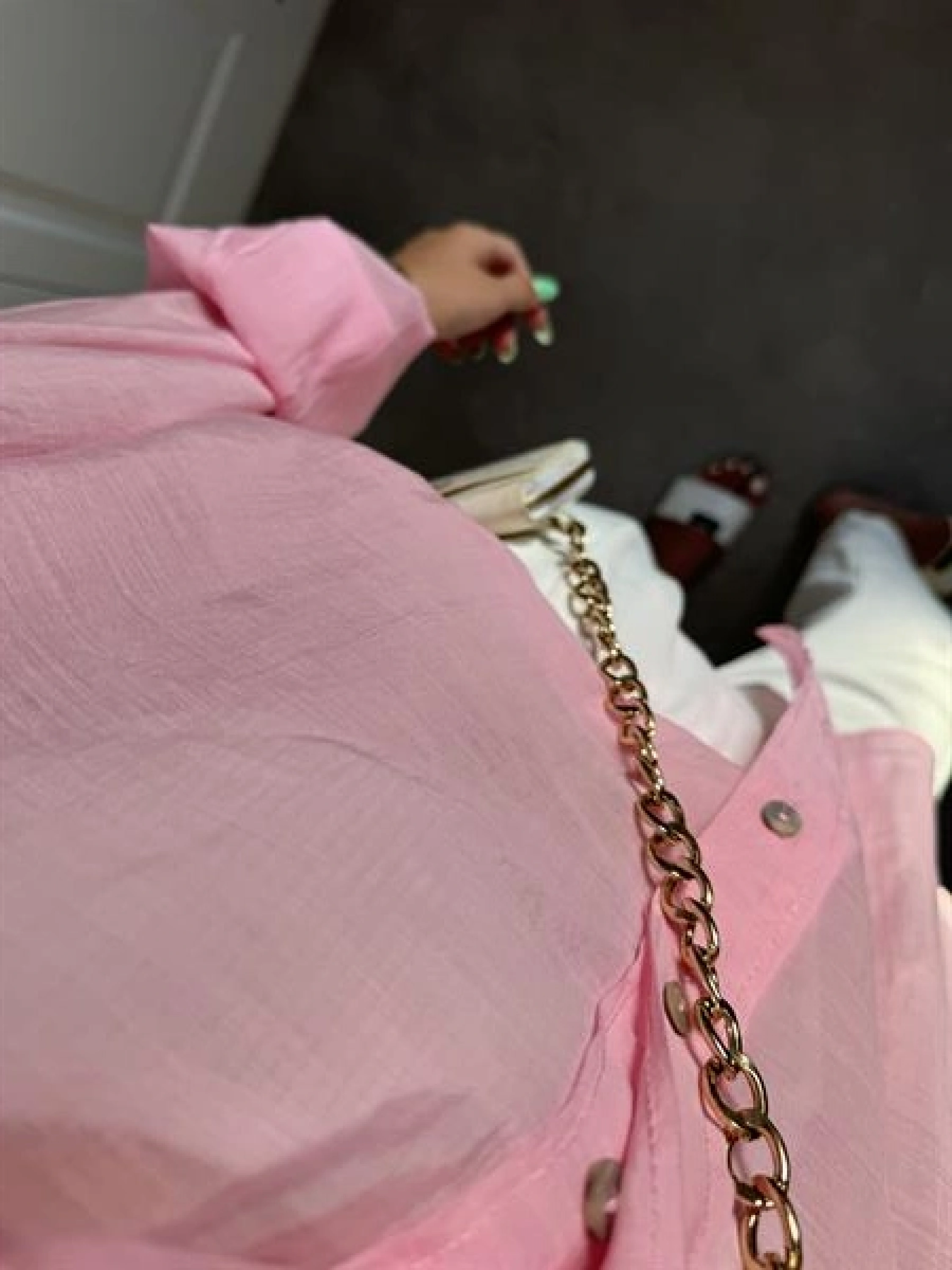Transparan Pembe Oversize Gömlek