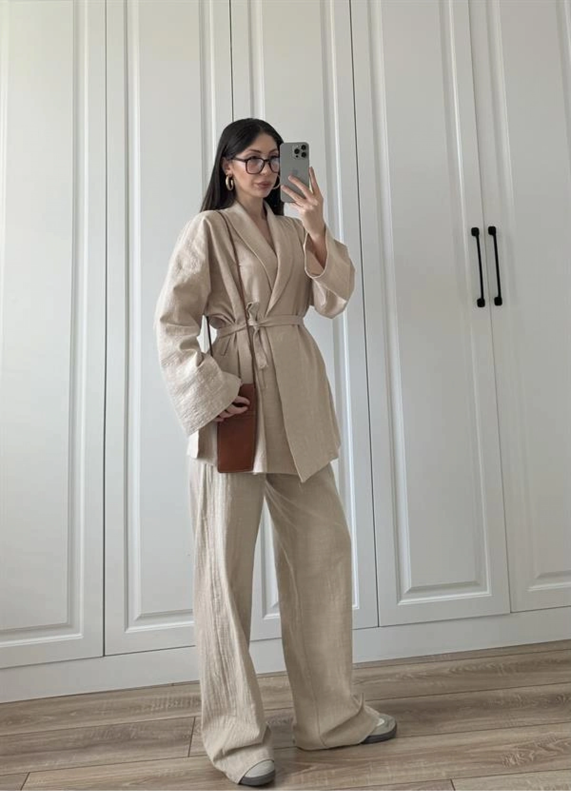 Vool Ham Keten Bej Kimono Takım