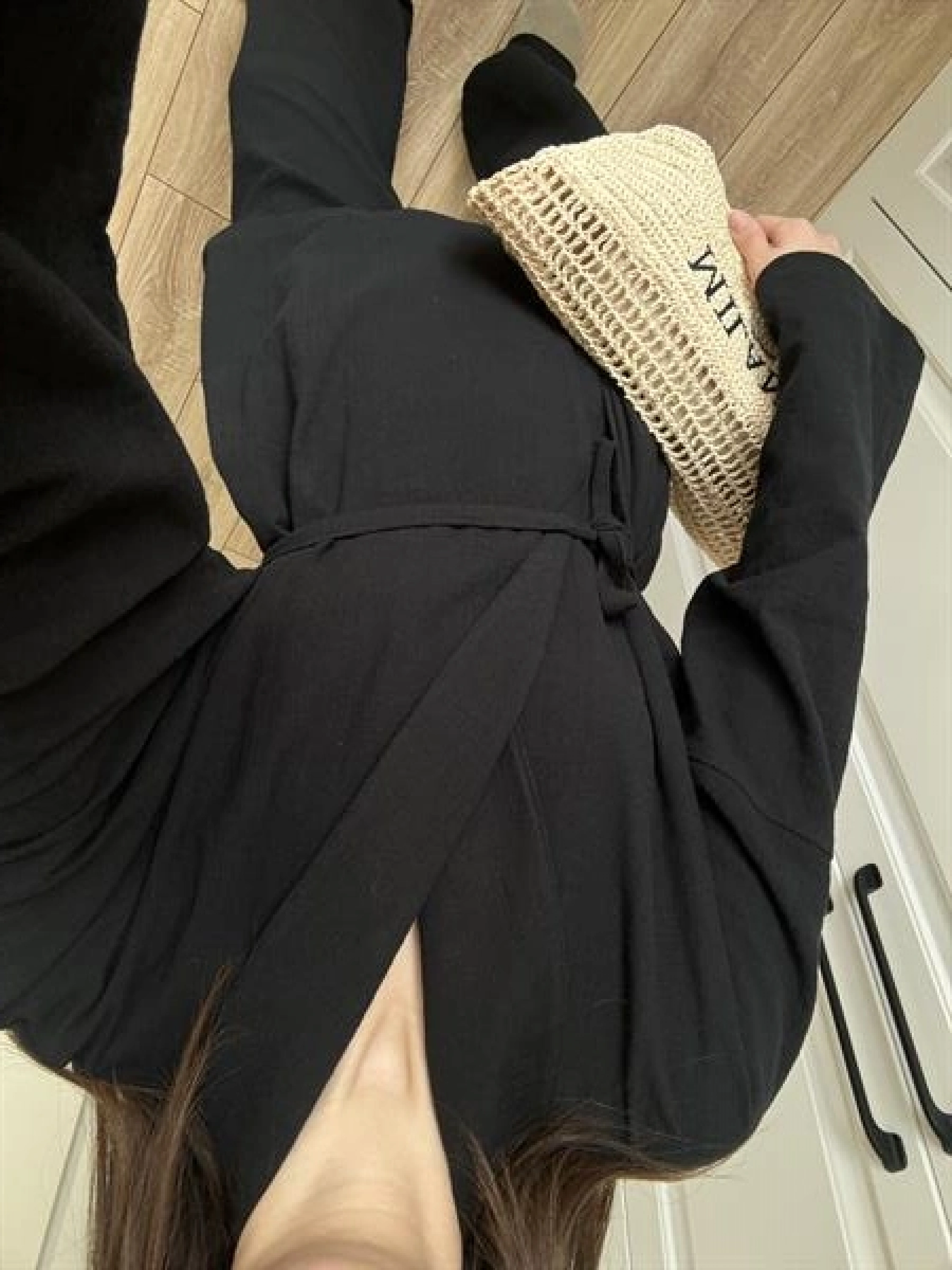 Vool Ham Keten Siyah Kimono Takım