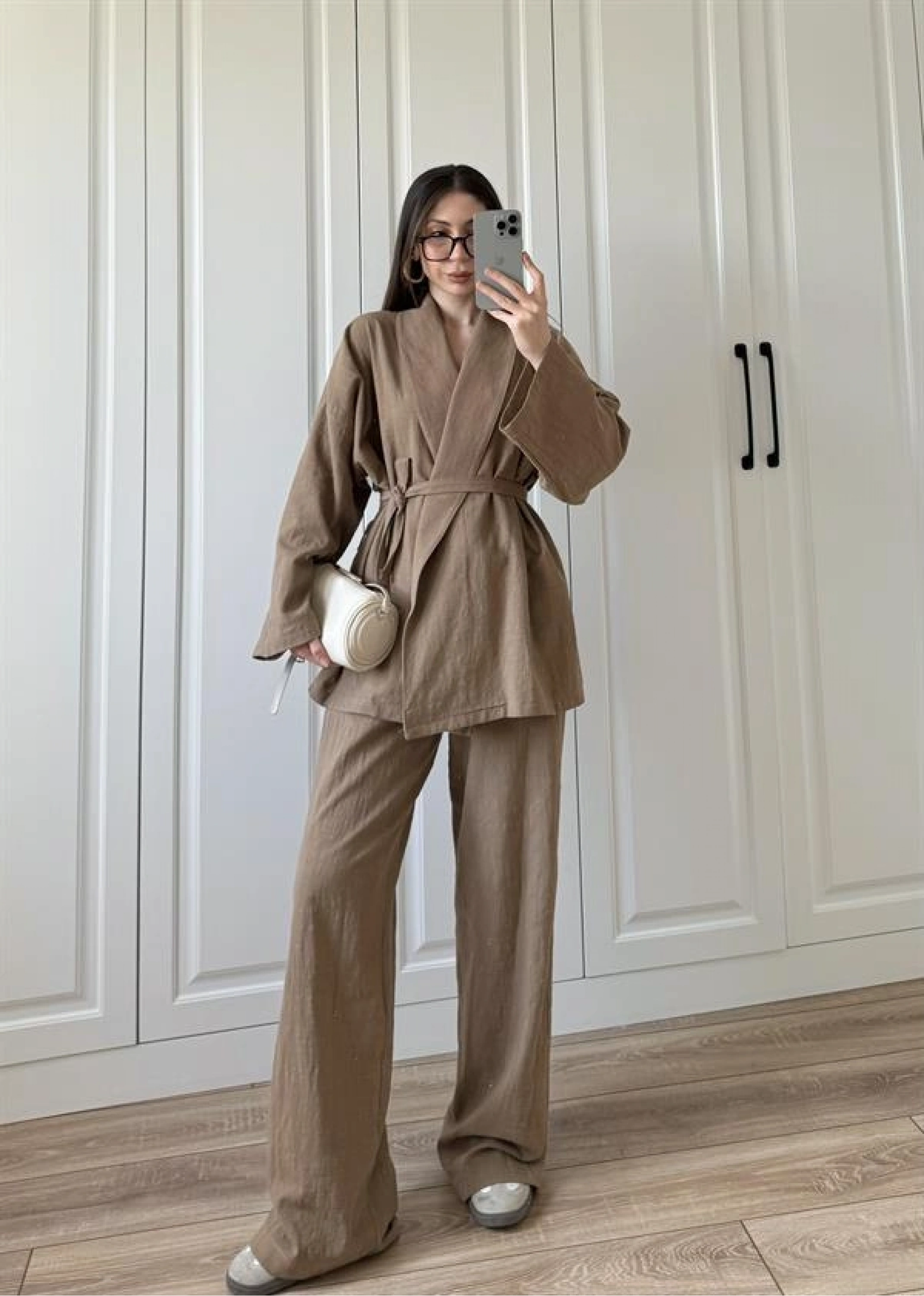 Vool Ham Keten Vizon Kimono Takım