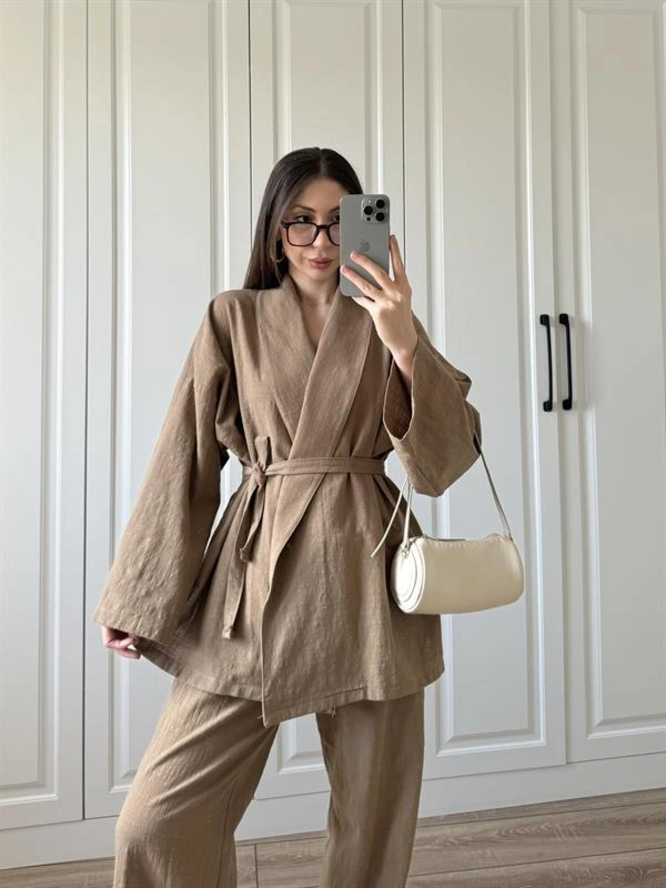 Vool Ham Keten Vizon Kimono Takım