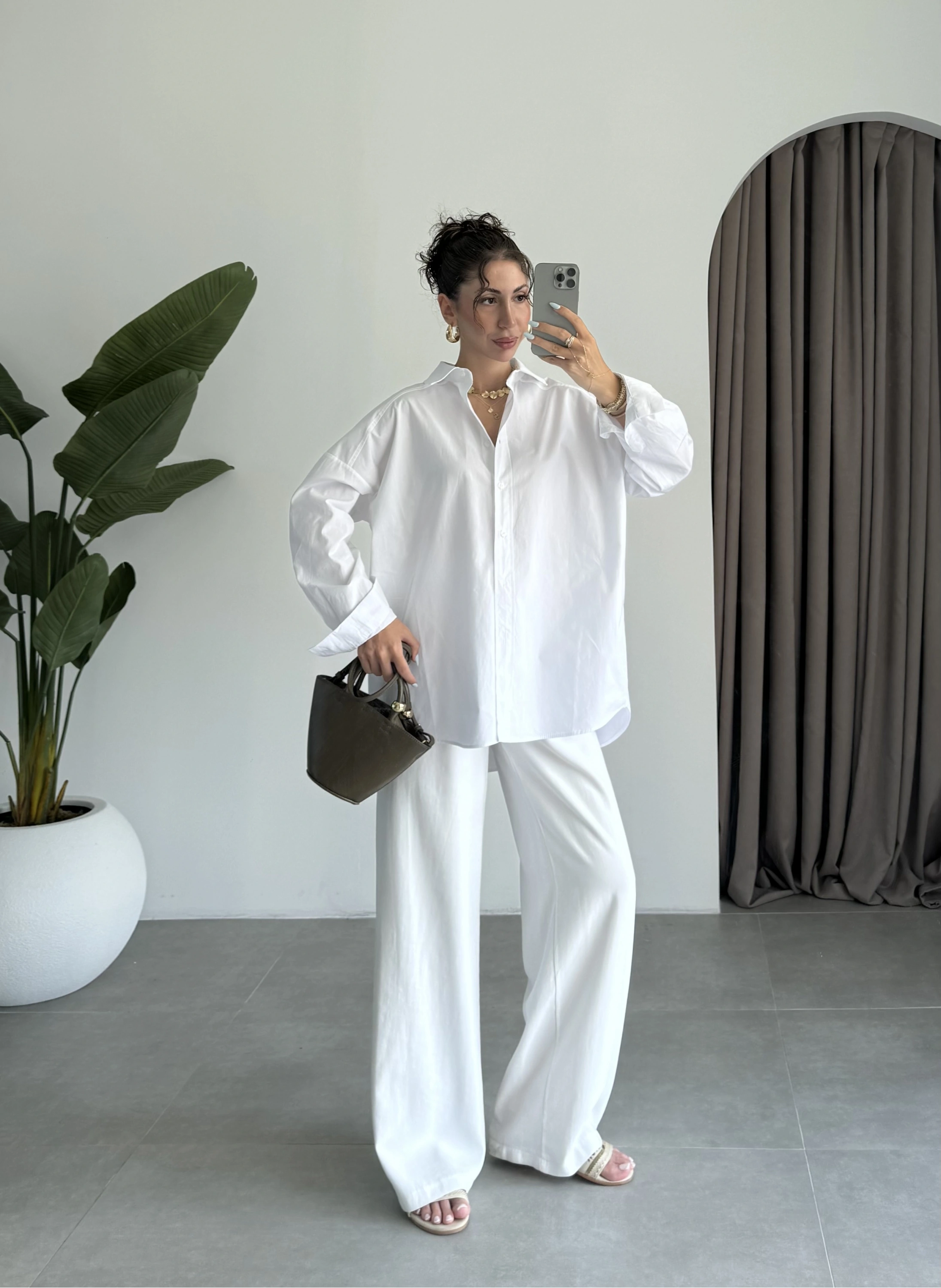 Yale Oversize Poplin Beyaz Gömlek