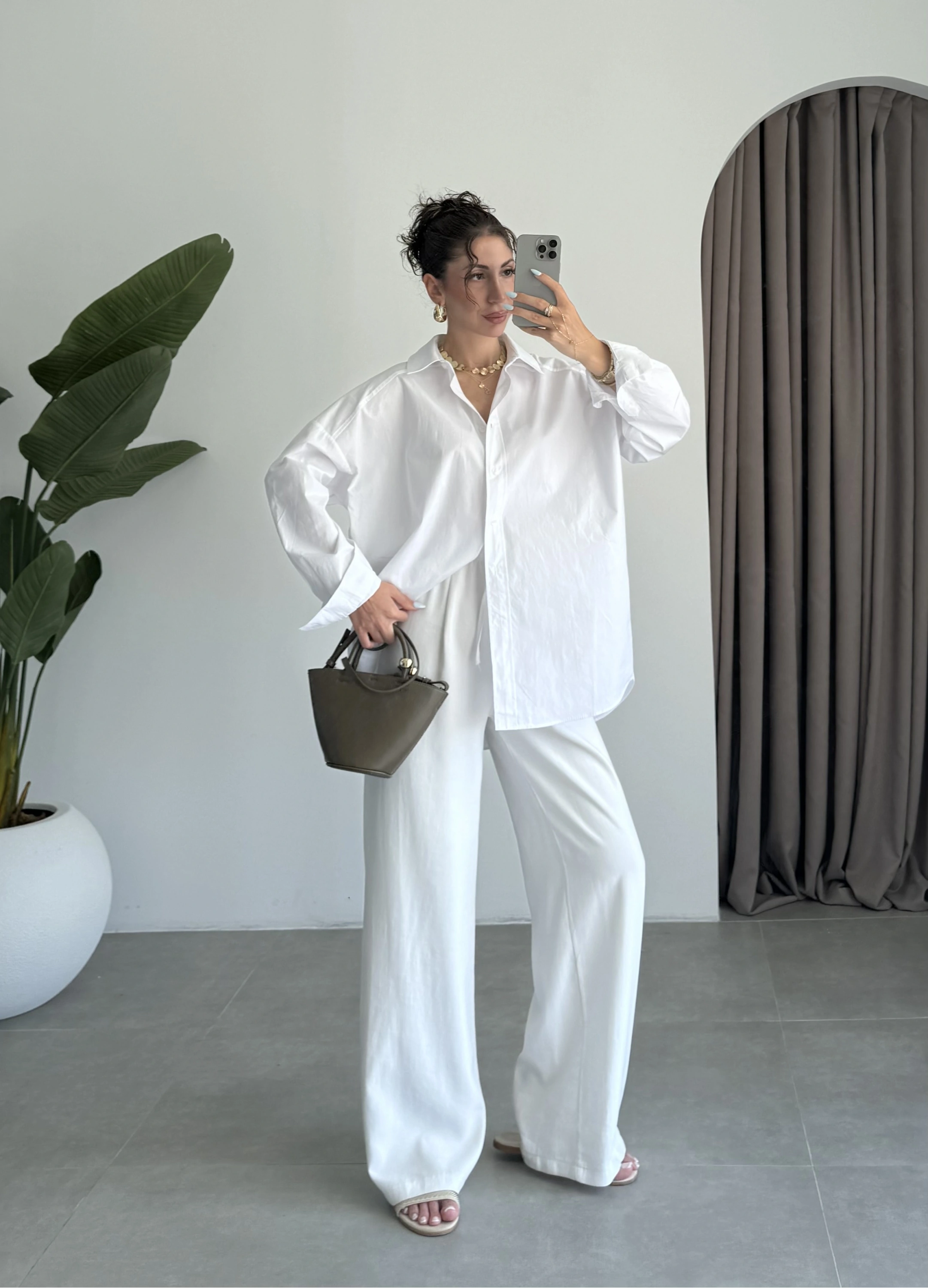 Yale Oversize Poplin Beyaz Gömlek