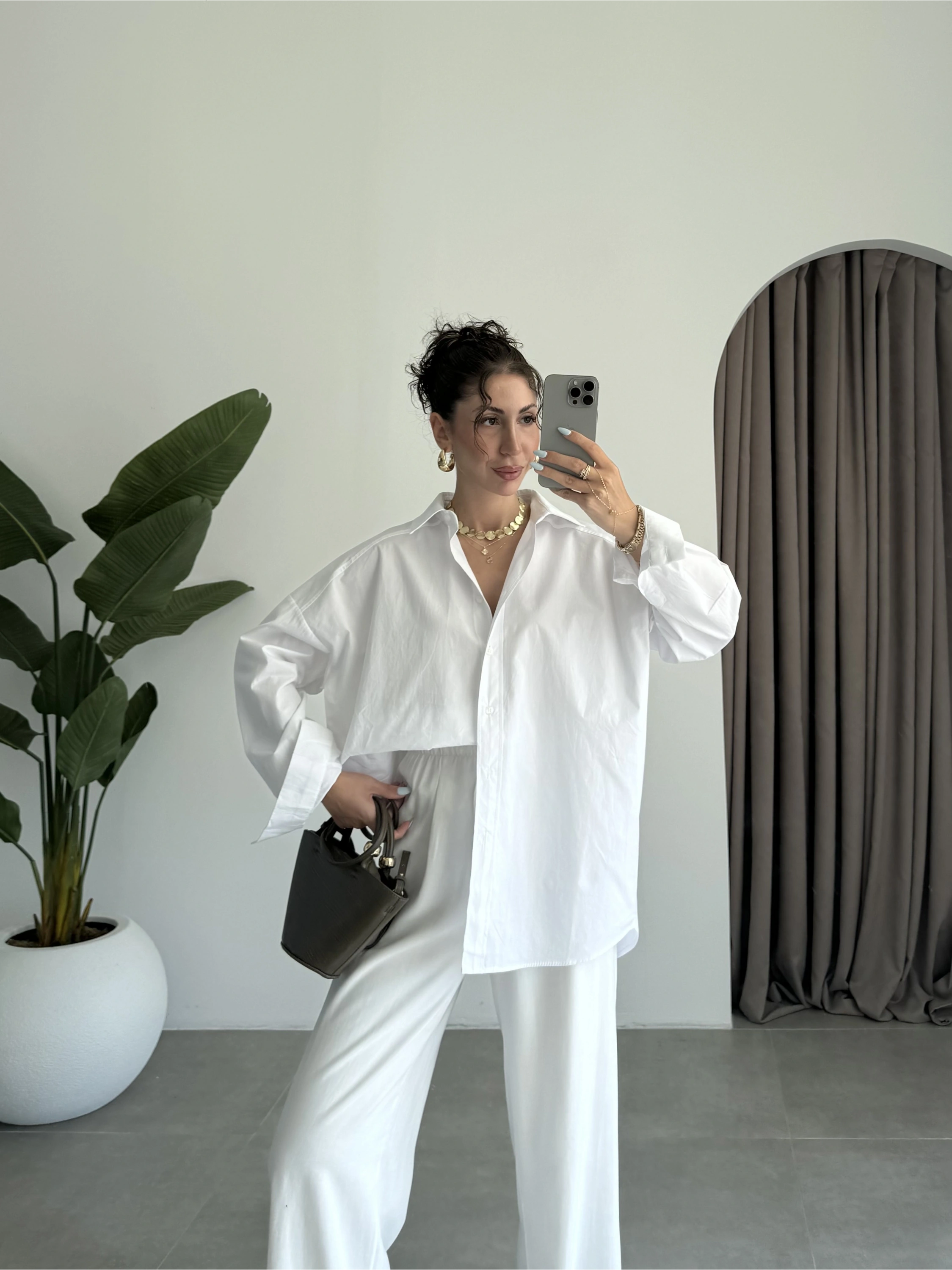 Yale Oversize Poplin Beyaz Gömlek