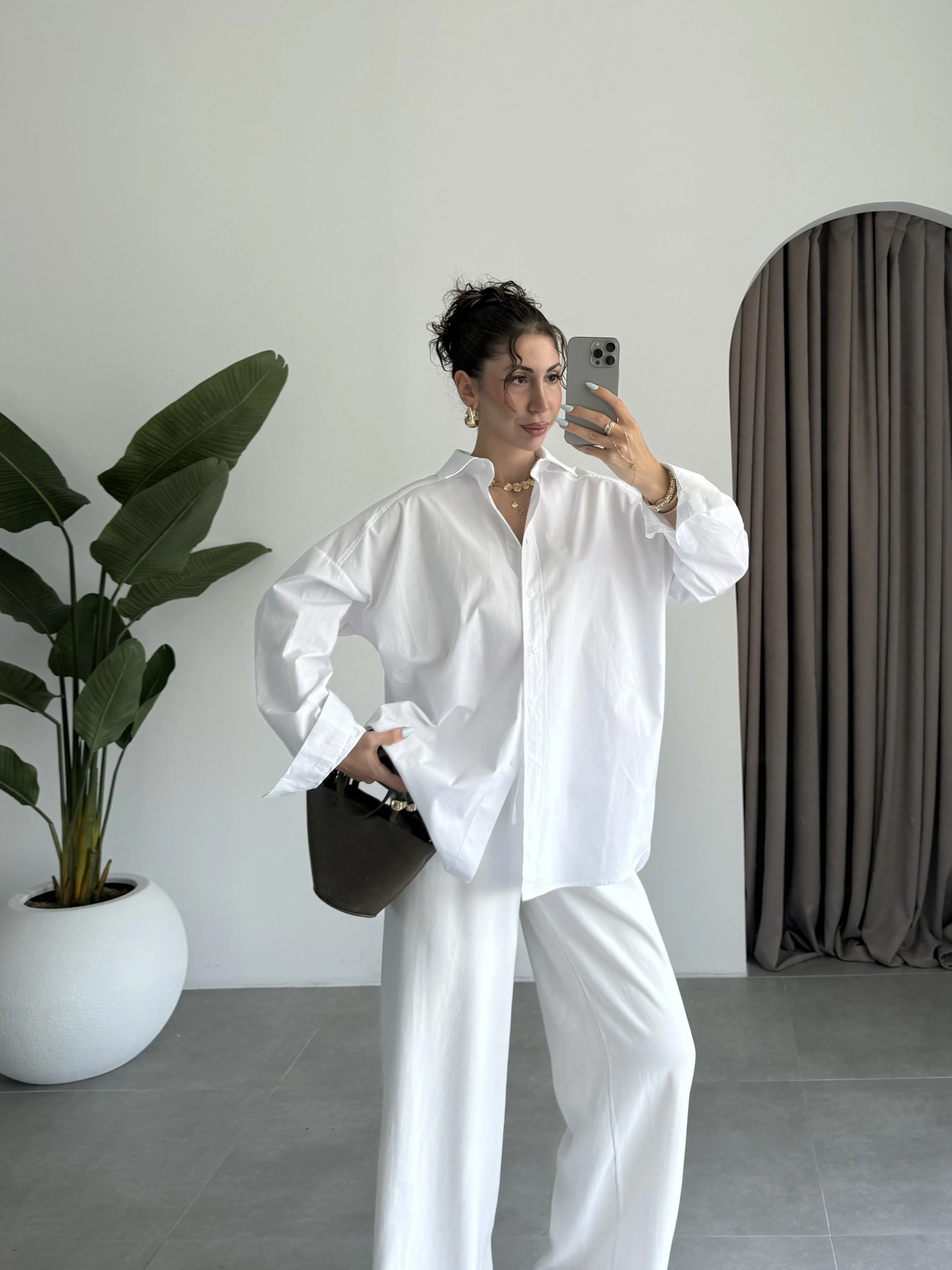 Yale Oversize Poplin Beyaz Gömlek
