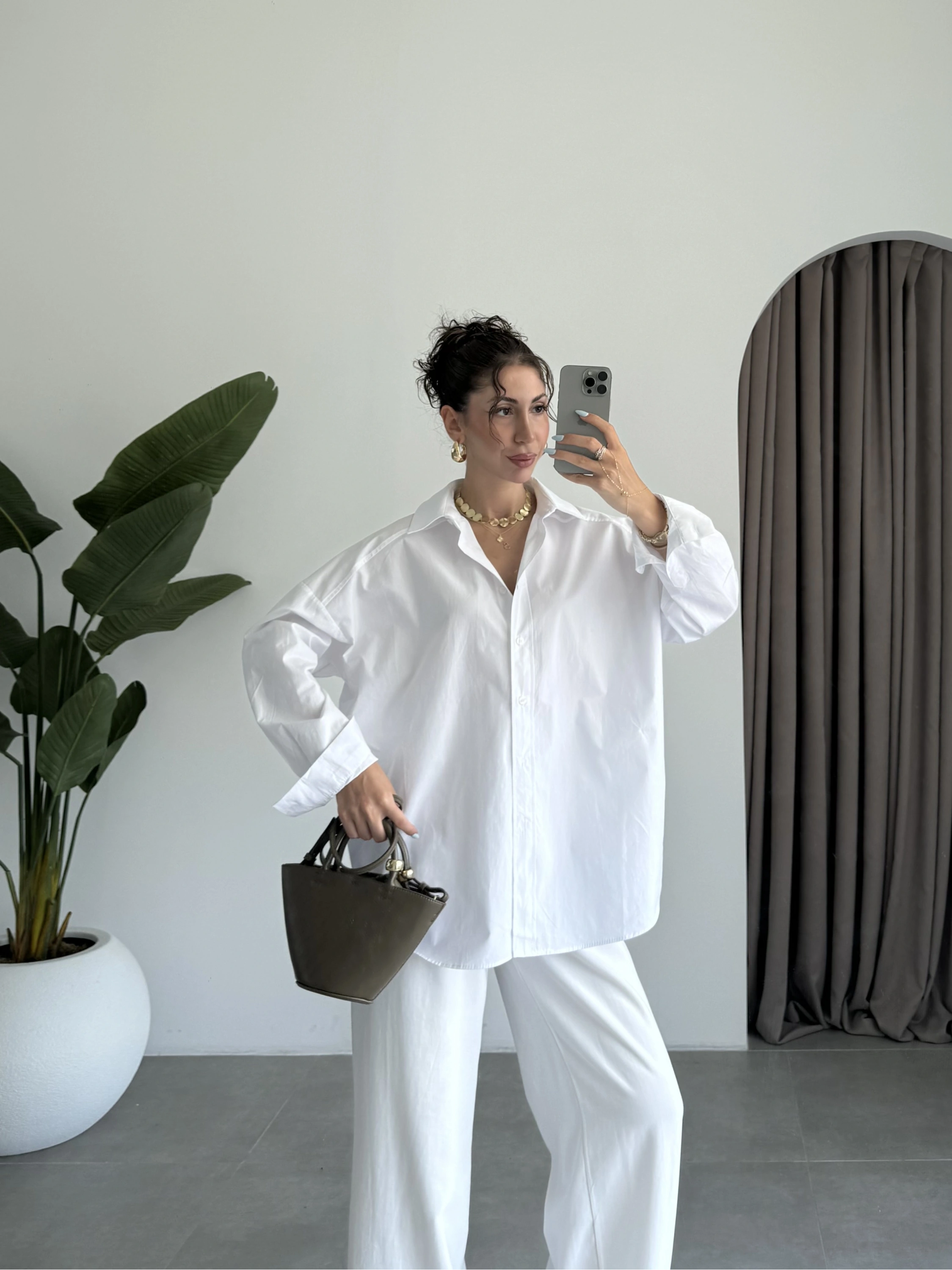 Yale Oversize Poplin Beyaz Gömlek
