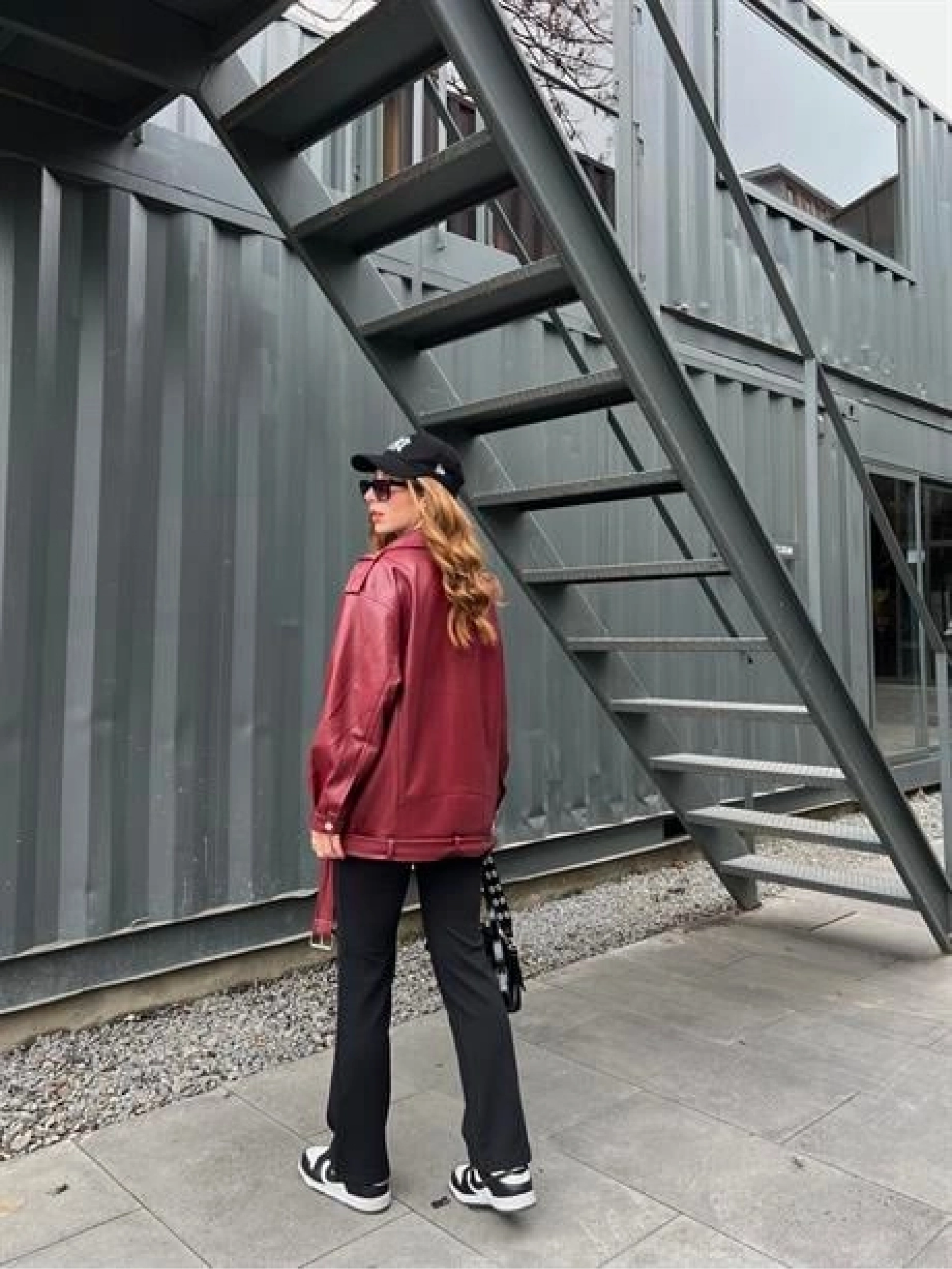 Zara Model Bordo Deri Biker Ceket